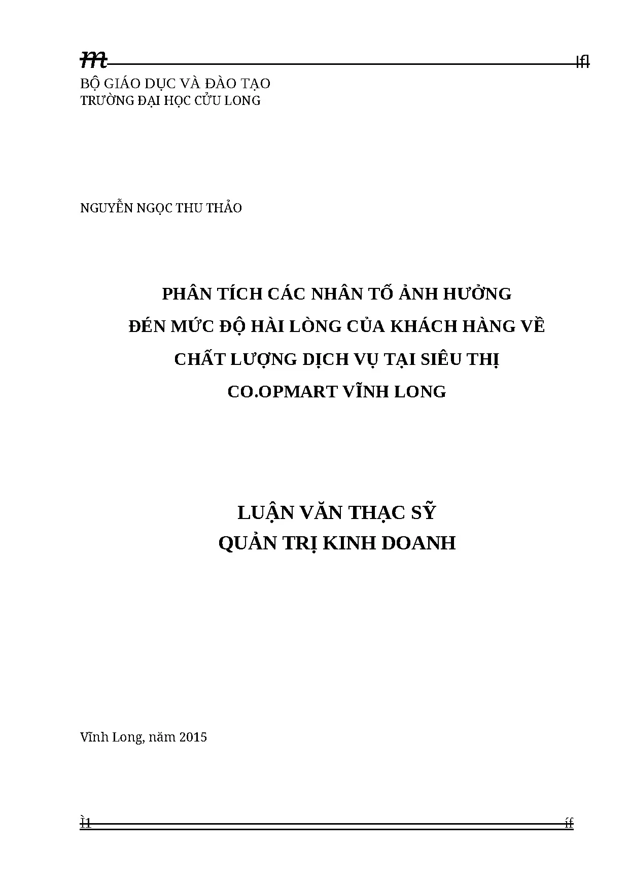 Hài lòng khách hàng về dịch vụ Co.opmart Vĩnh Long: Phân tích nhân tố