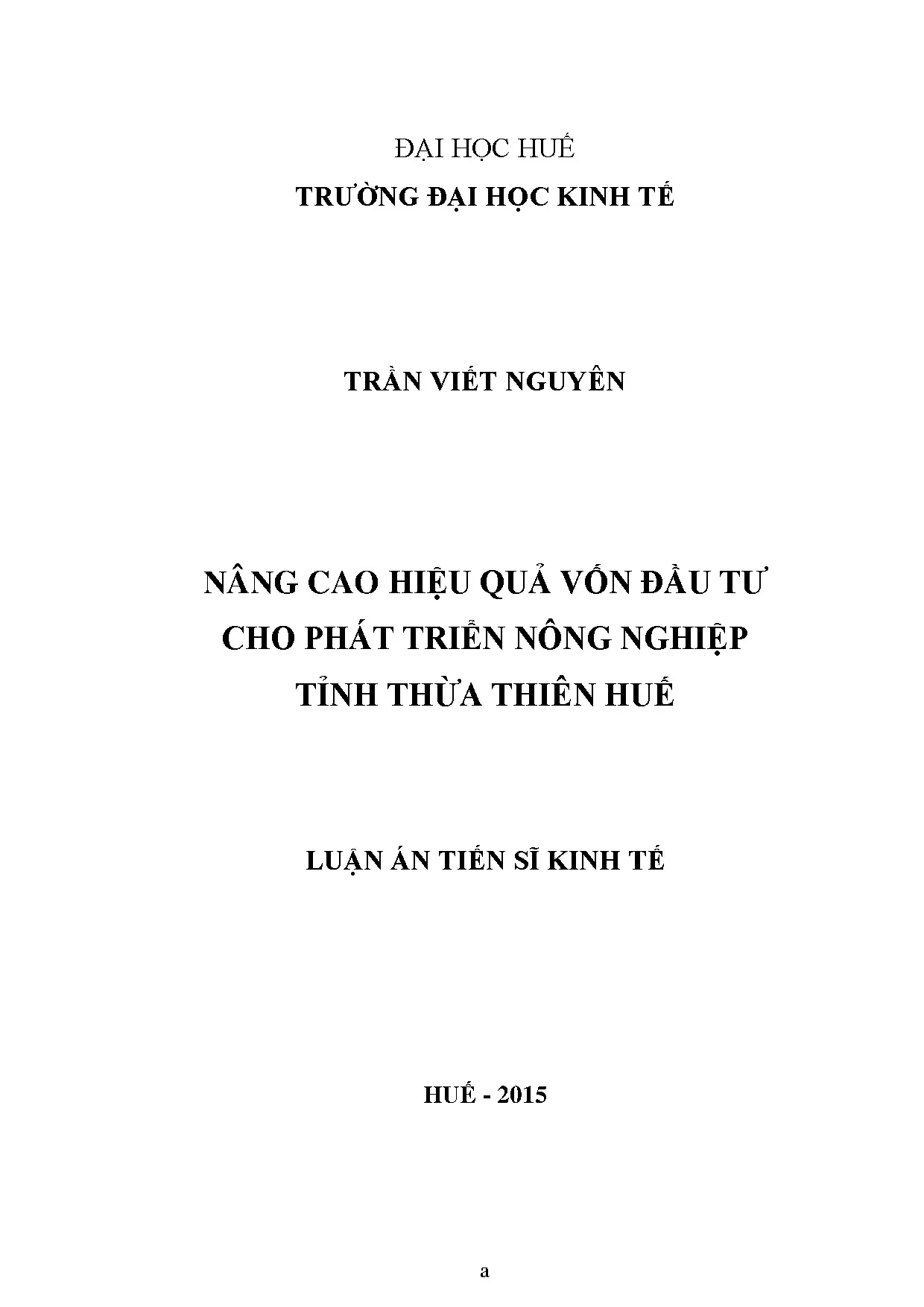 Luận án tiến sĩ nâng cao hiệu quả vốn đầu tư cho phát triển