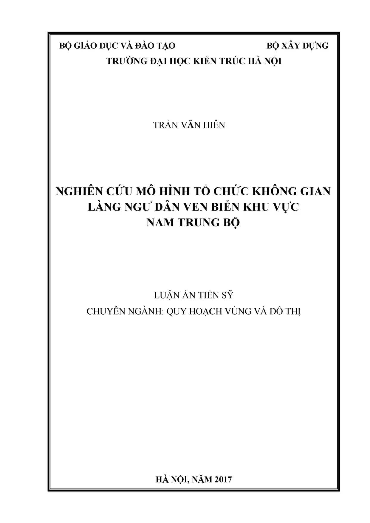 Nghiên cứu mô hình tổ chức không gian làng ngư dân ven biển