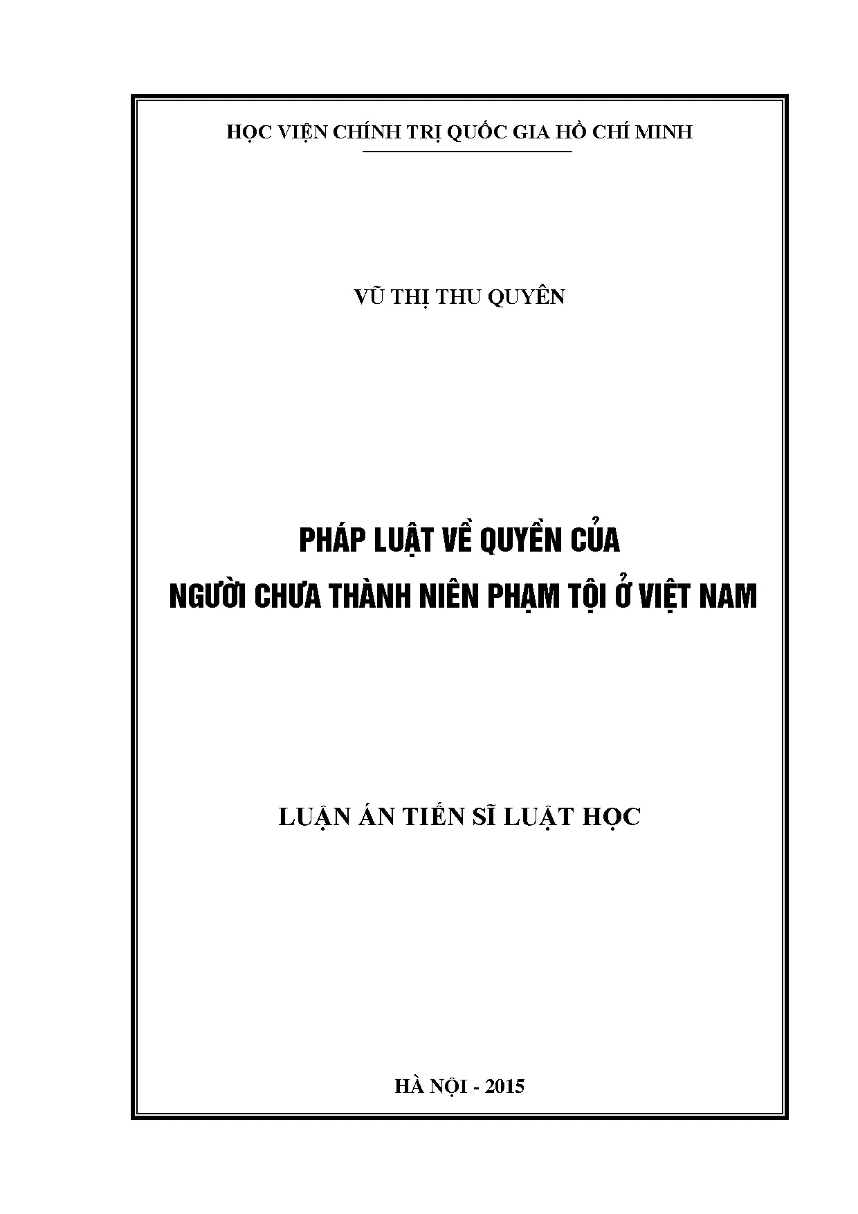 Luận án tiến sĩ pháp luật về quyền của người chưa thành niên