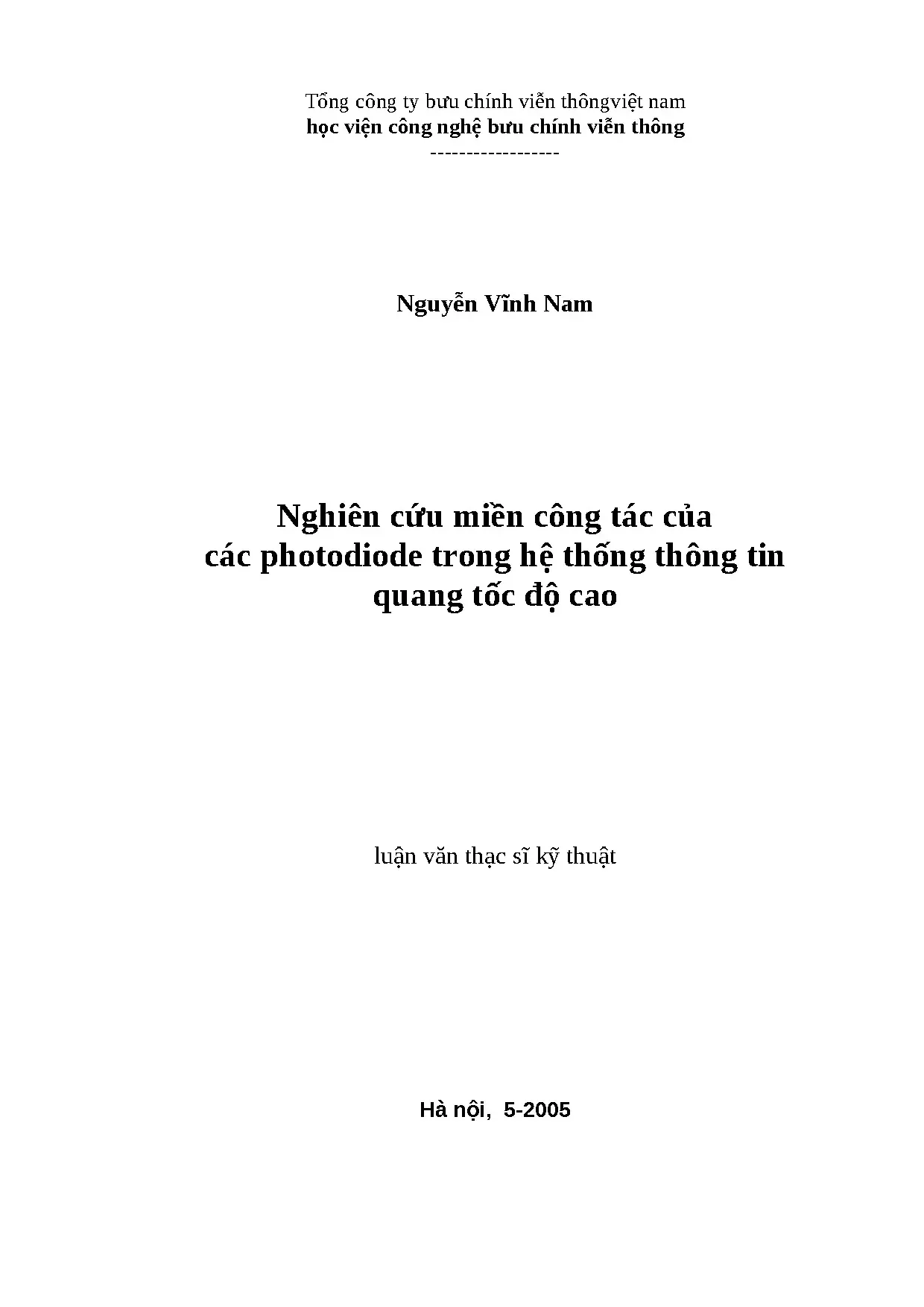 Miền công tác photodiode trong hệ thống thông tin quang tốc độ cao