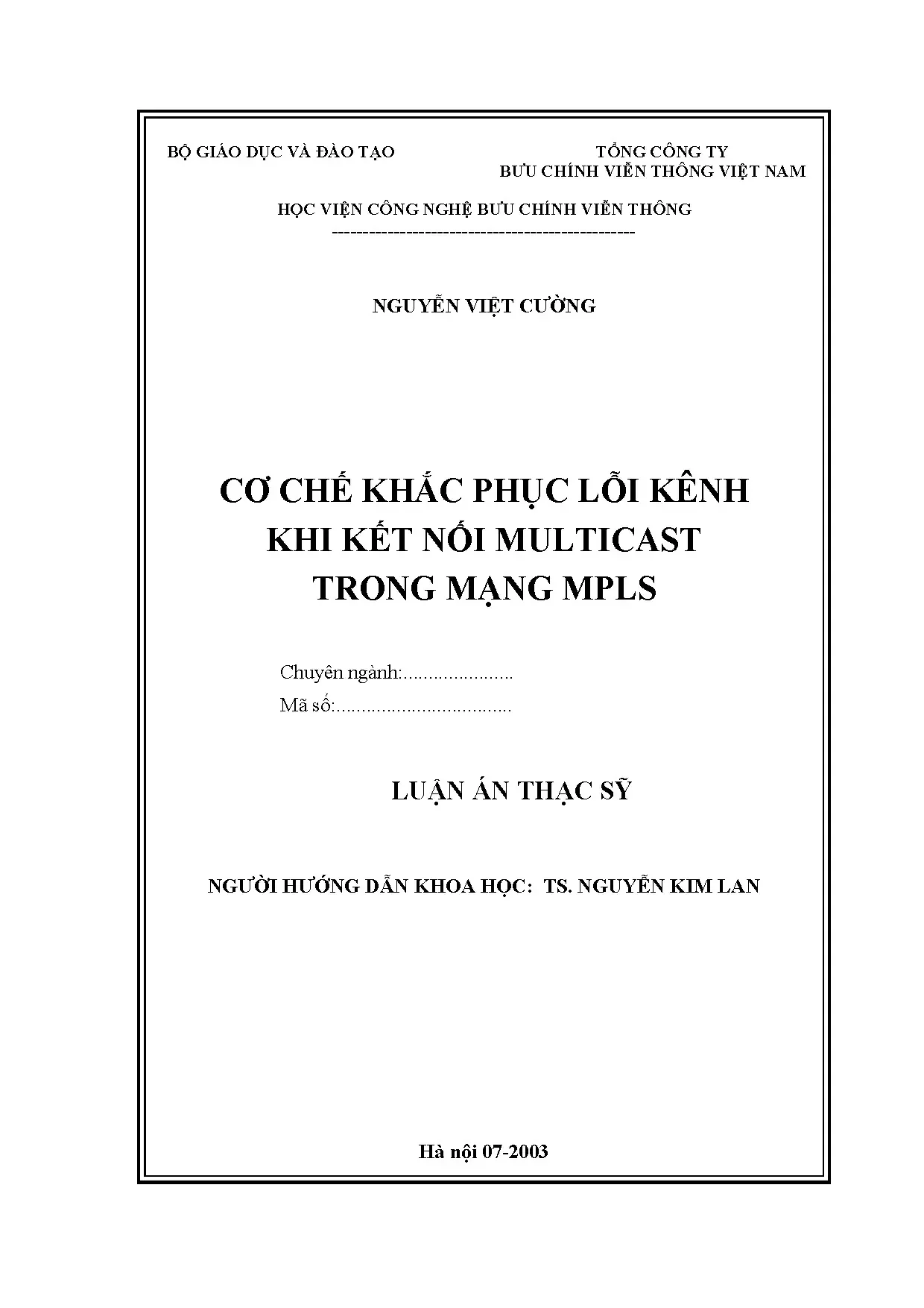 Khắc phục lỗi kênh kết nối Multicast trong mạng MPLS