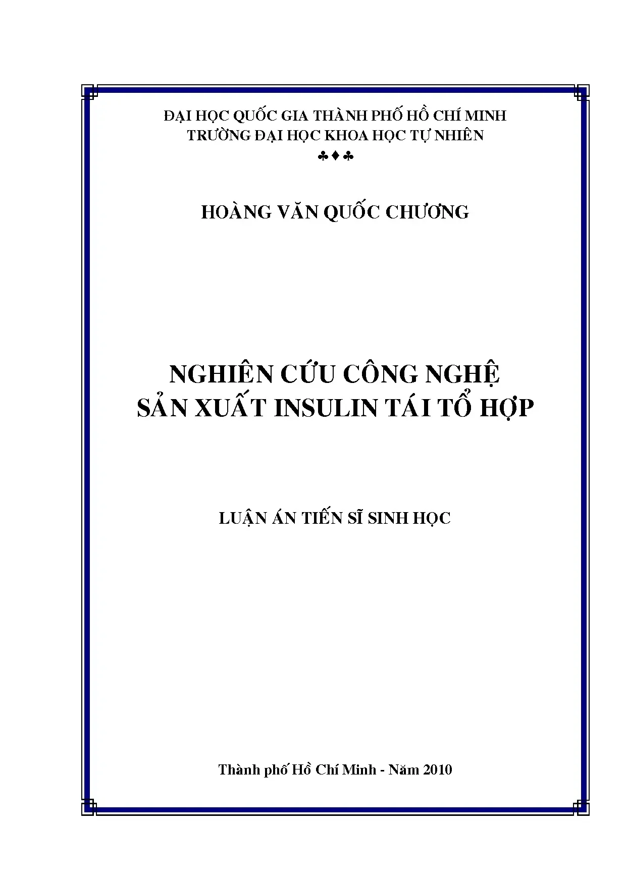 Luận án nghiên cứu công nghệ sản xuất insulin tái tổ hợp