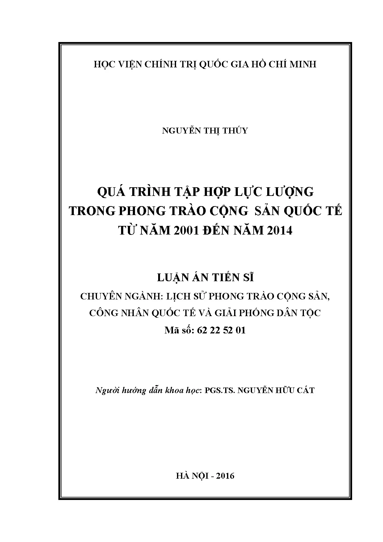 Luận án tiến sĩ quá trình tập hợp lực lượng trong phong trào