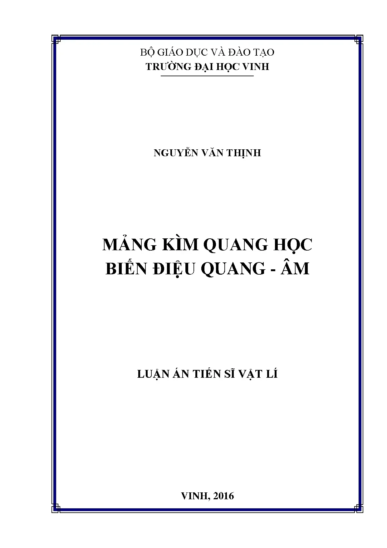Luận án mảng kìm quang học biến điệu quang âm