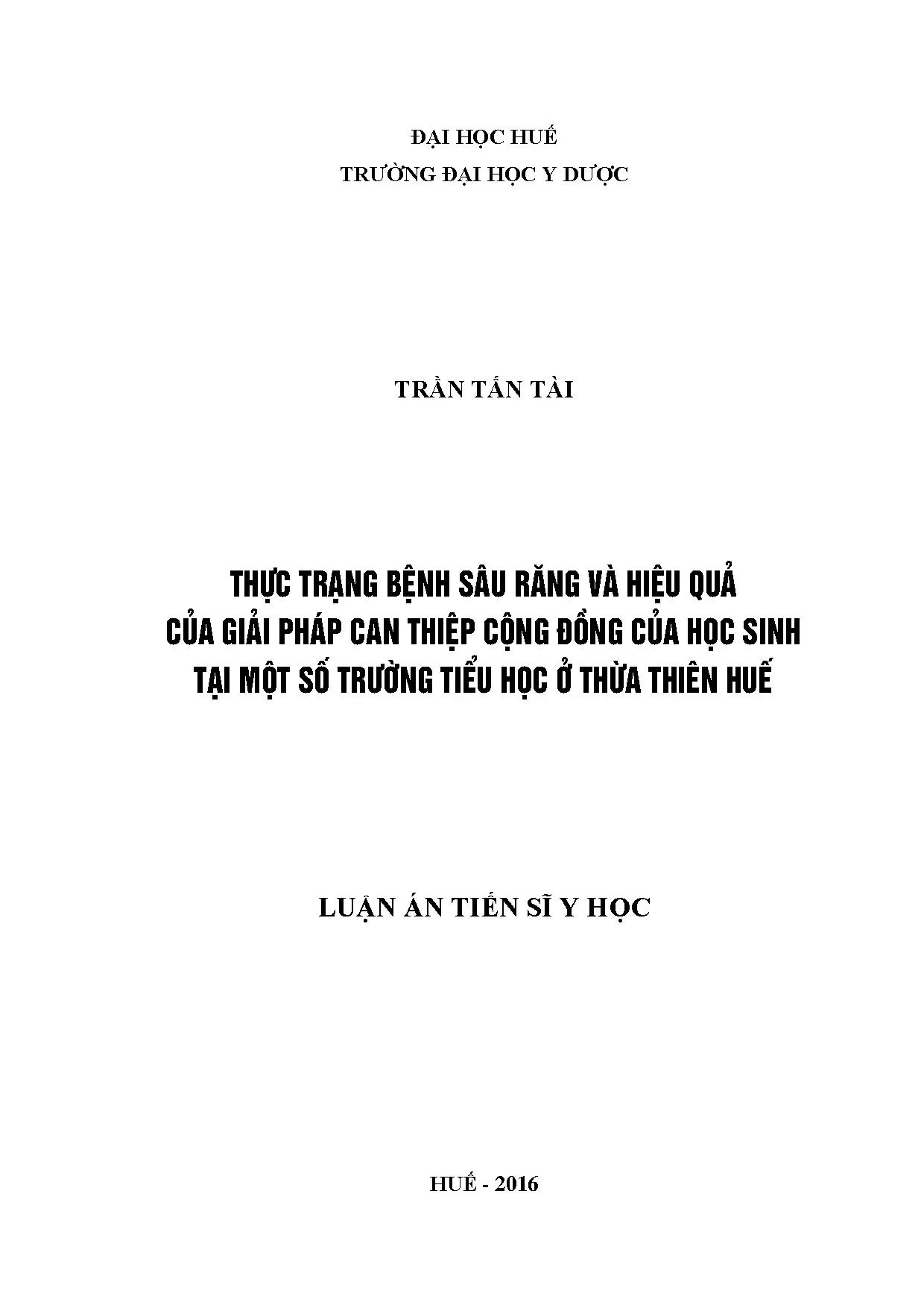 Luận án tiến sĩ thực trạng bệnh sâu răng và hiệu quả của giả