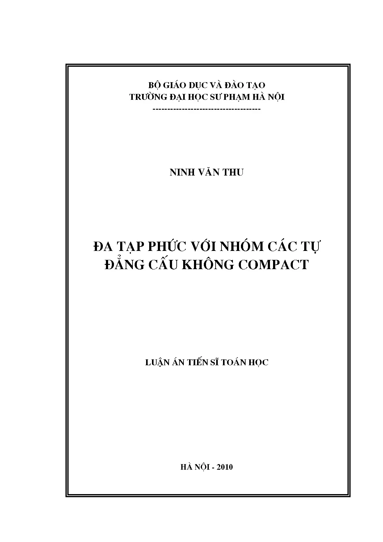 Đa tạp phức và nhóm tự đẳng cấu không compact