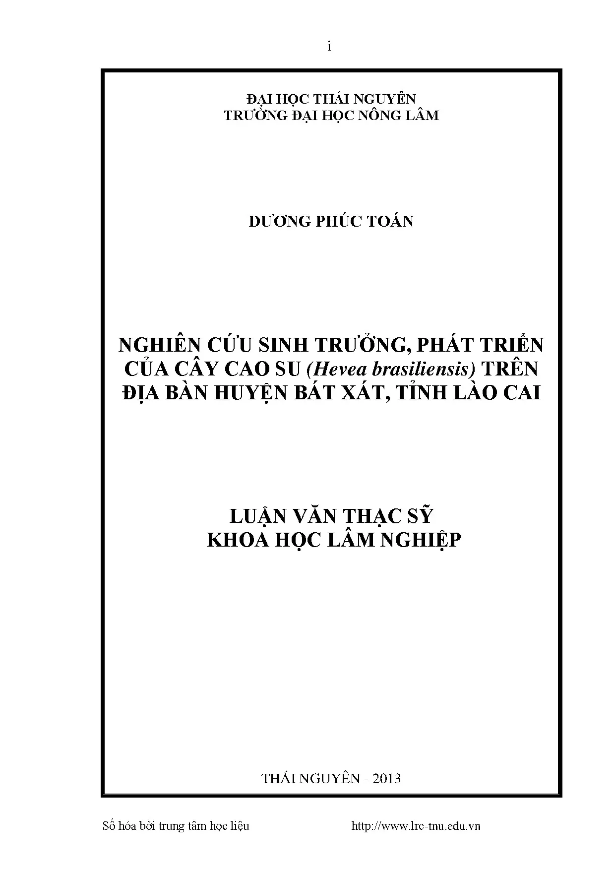 Nghiên cứu sinh trưởng phát triển của cây cao su hevea brasi