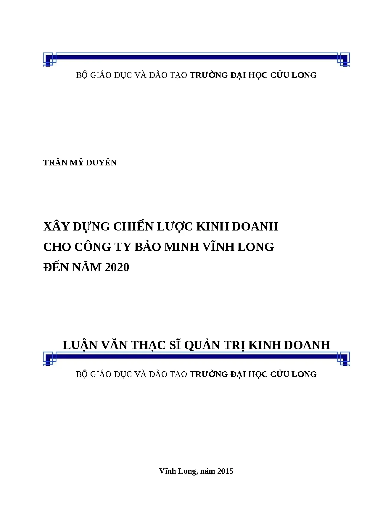 Luận án tiến sĩ xây dựng chiến lược kinh doanh cho công ty b