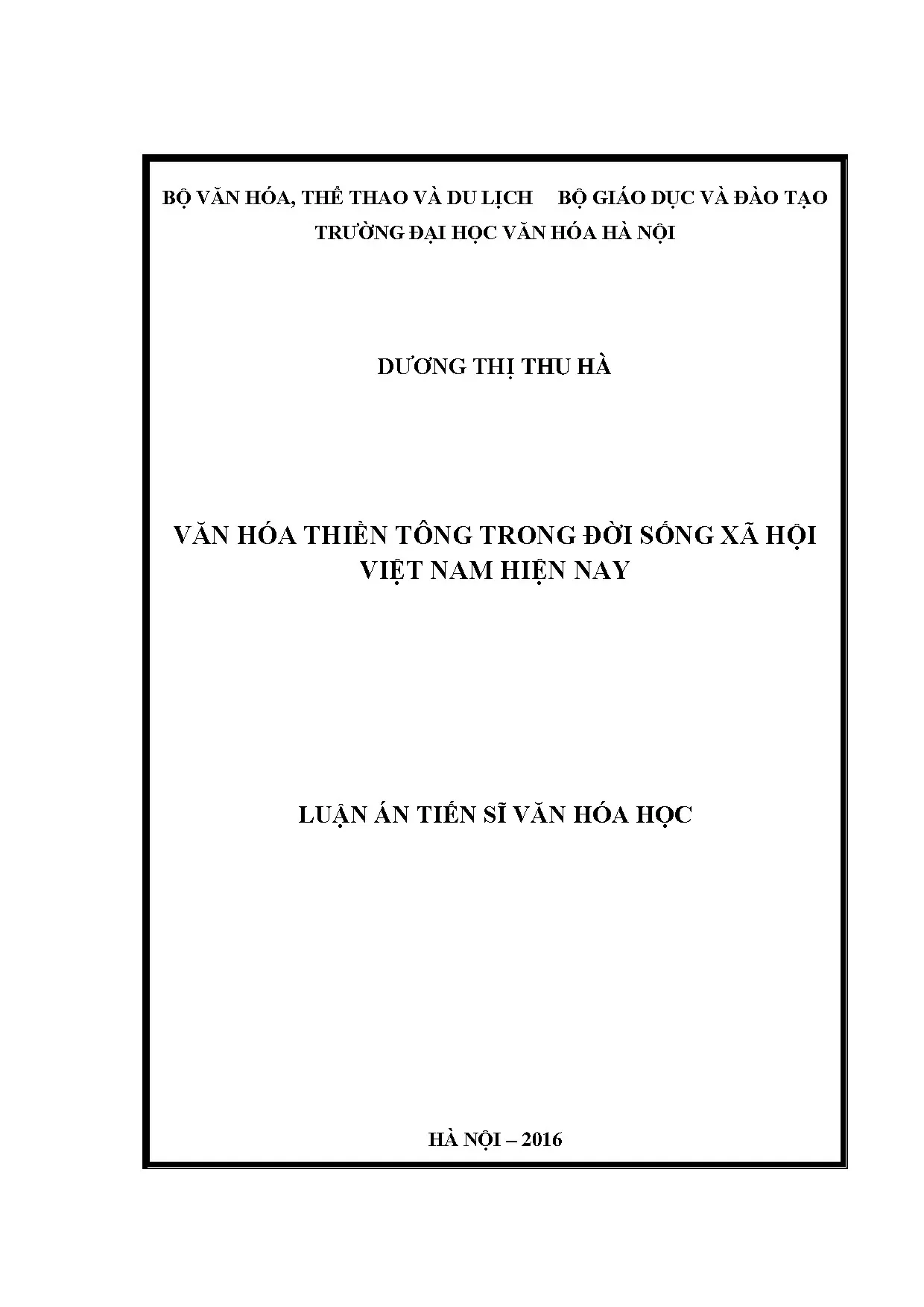 Luận án văn hóa thiền tông trong đời sống xã hội việt nam hi