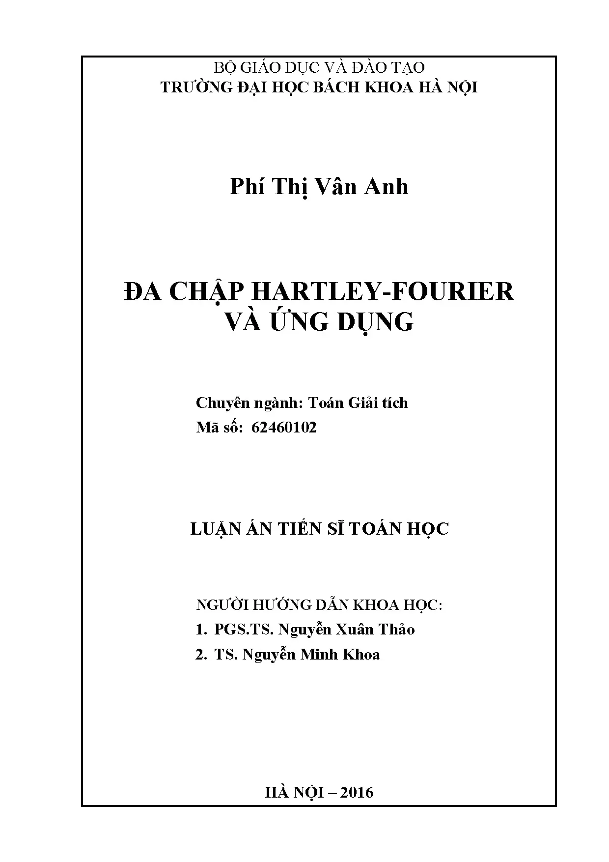 Luận án tiến sĩ đa chập hartley fourier và ứng dụng