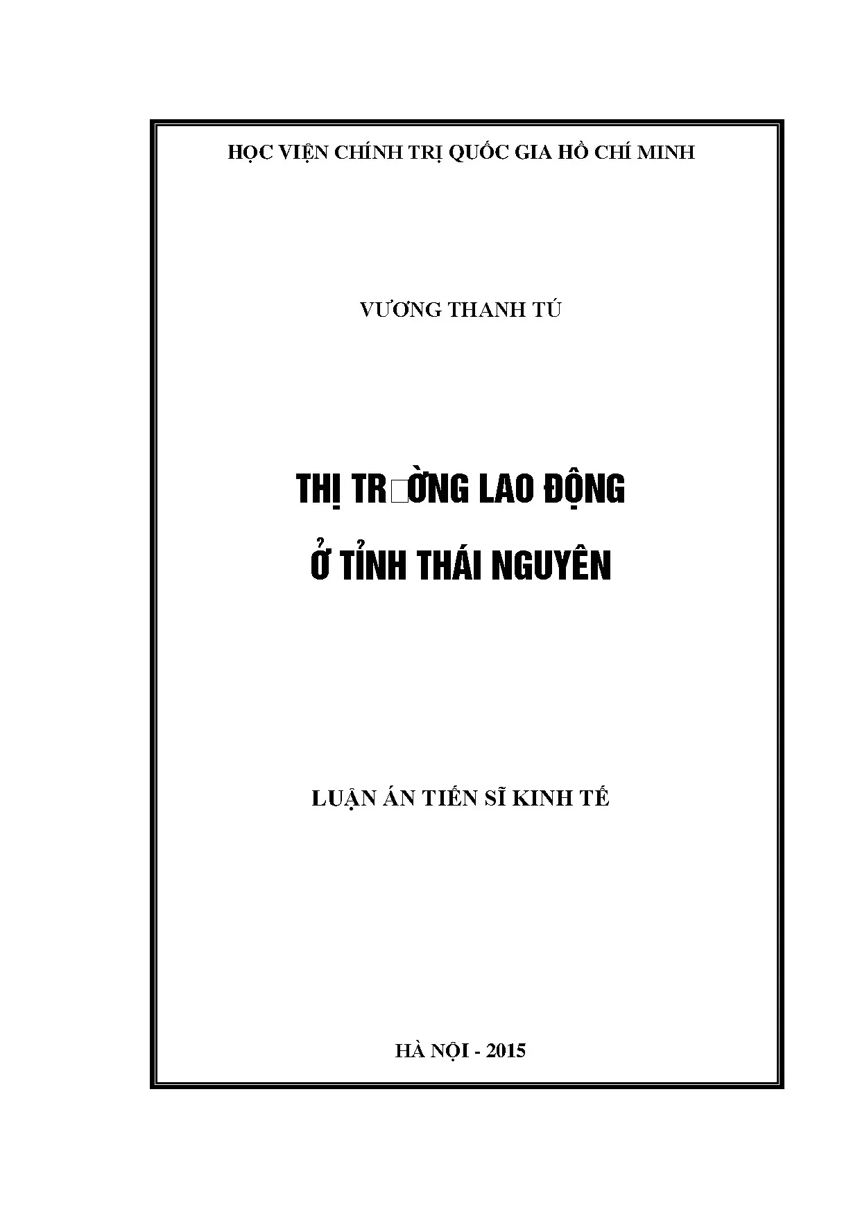 Luận án tiến sĩ thị trường lao động ở tỉnh thái nguyên