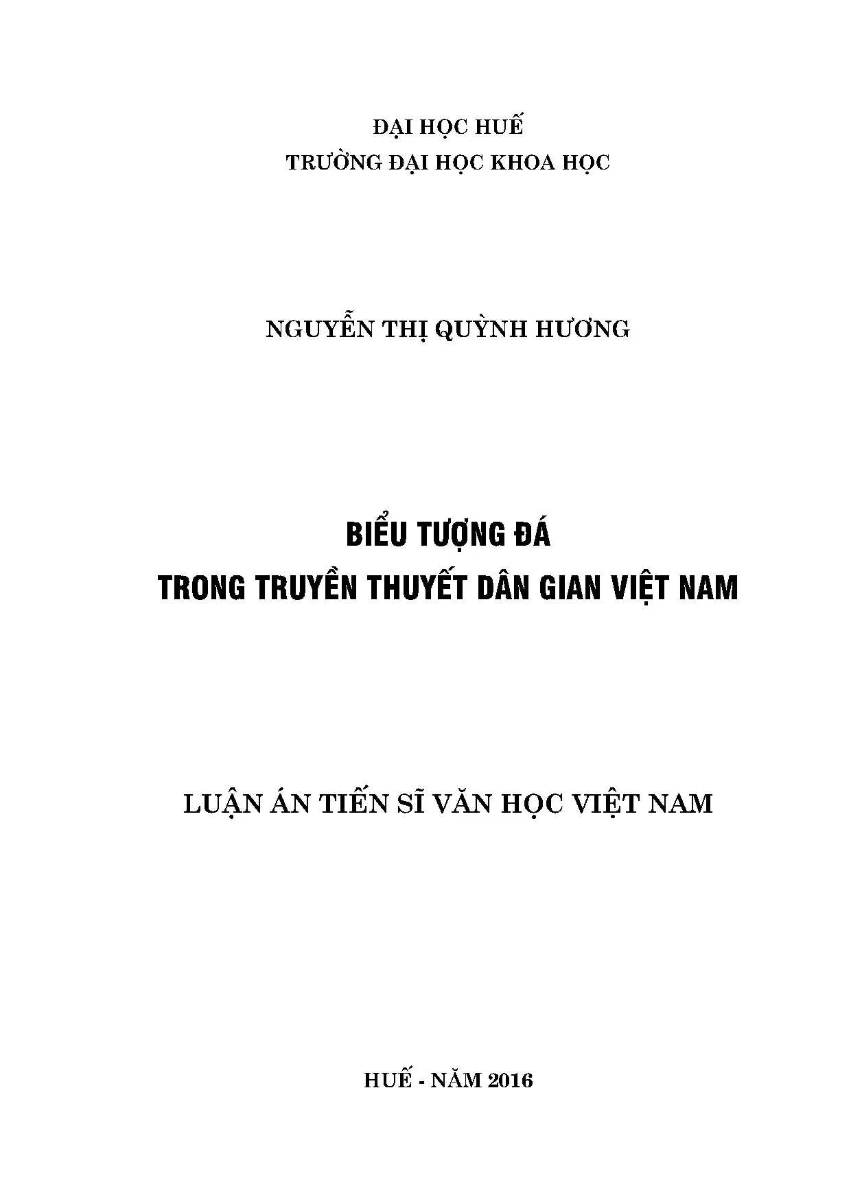 Luận án tiến sĩ biểu tượng đá trong truyền thuyết dân gian v