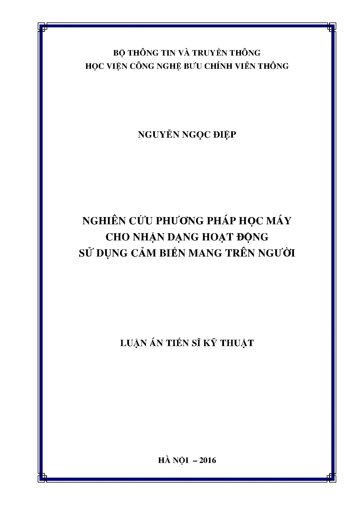 Luận án tiến sĩ nghiên cứu phương pháp học máy cho nhận dạng