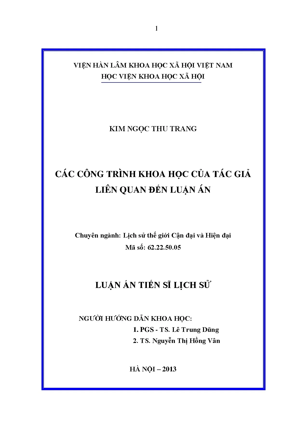 Các công trình khoa học của tác giả liên quan đến luận án