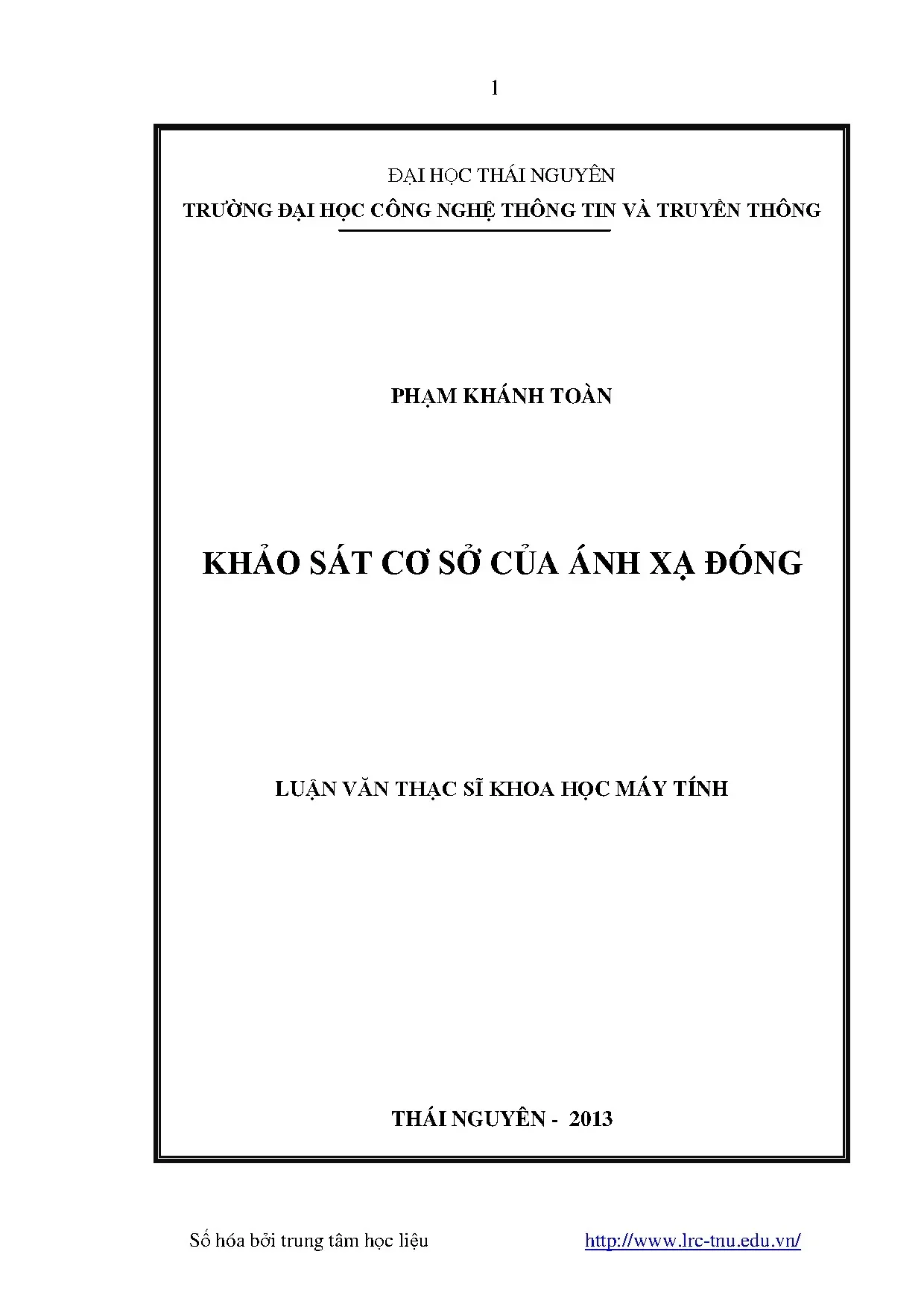 Khảo sát cơ sở của ánh xạ đóng luận án thạc sĩ