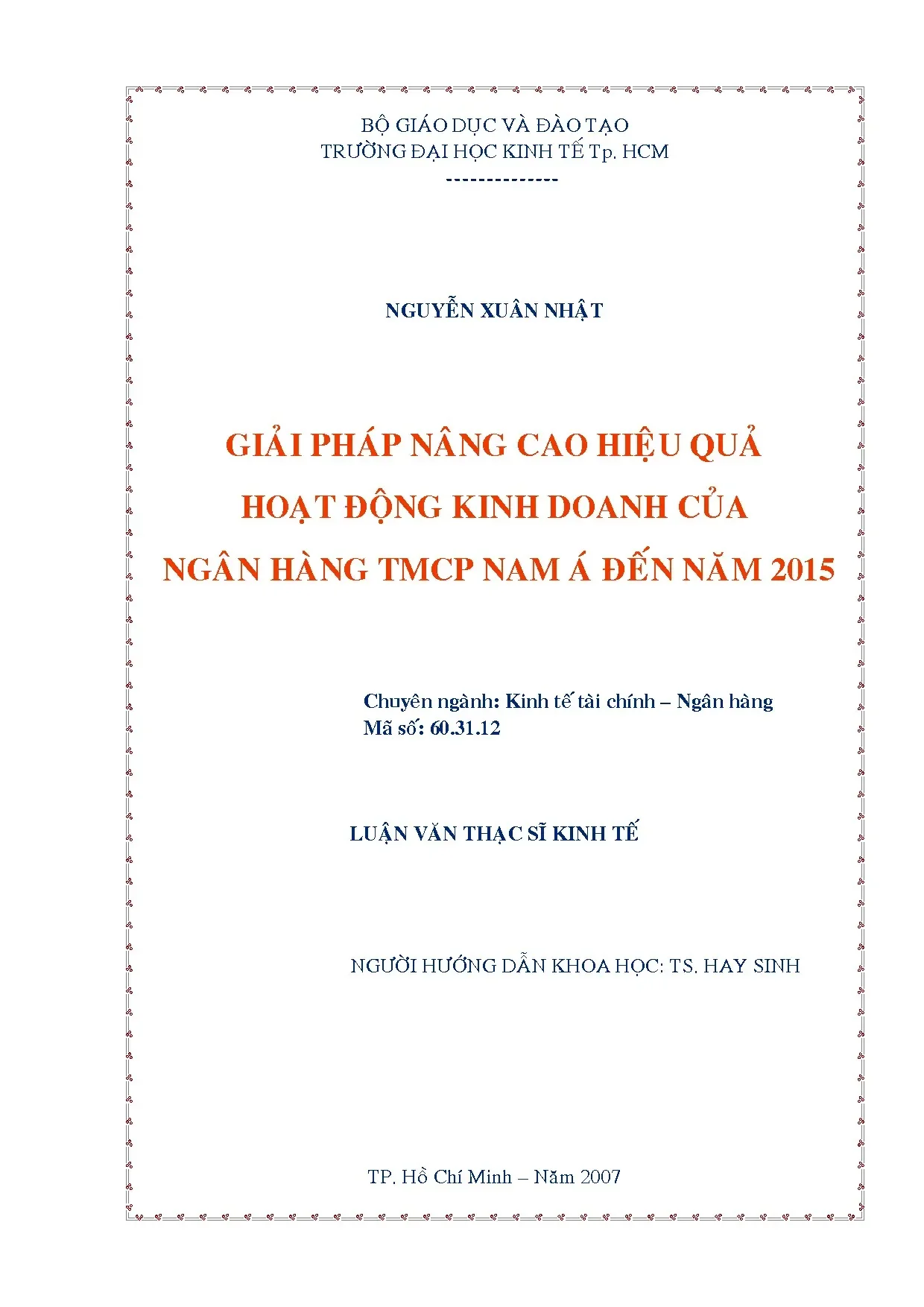 Giải pháp nâng cao hiệu quả hoạt động kinh doanh của ngân hà