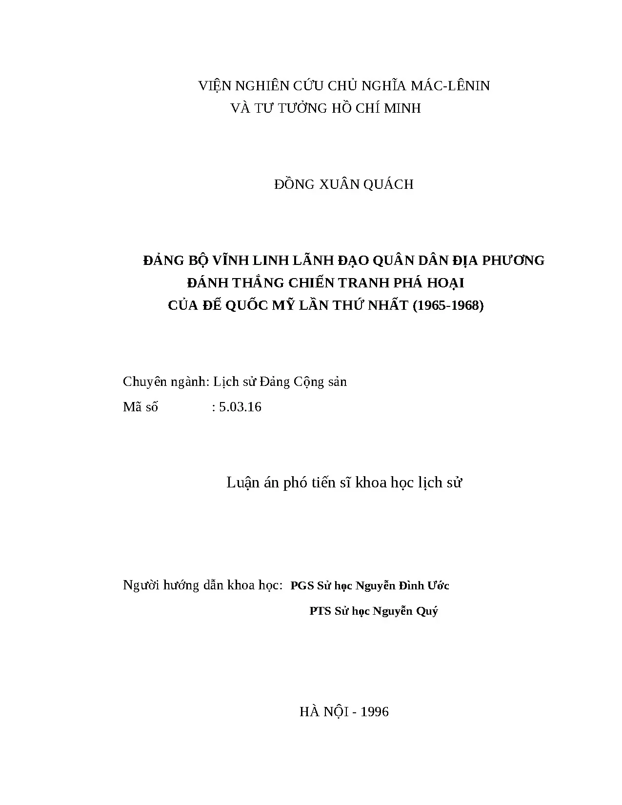 Đảng bộ Vĩnh Linh lãnh đạo đánh thắng chiến tranh phá hoại Mỹ