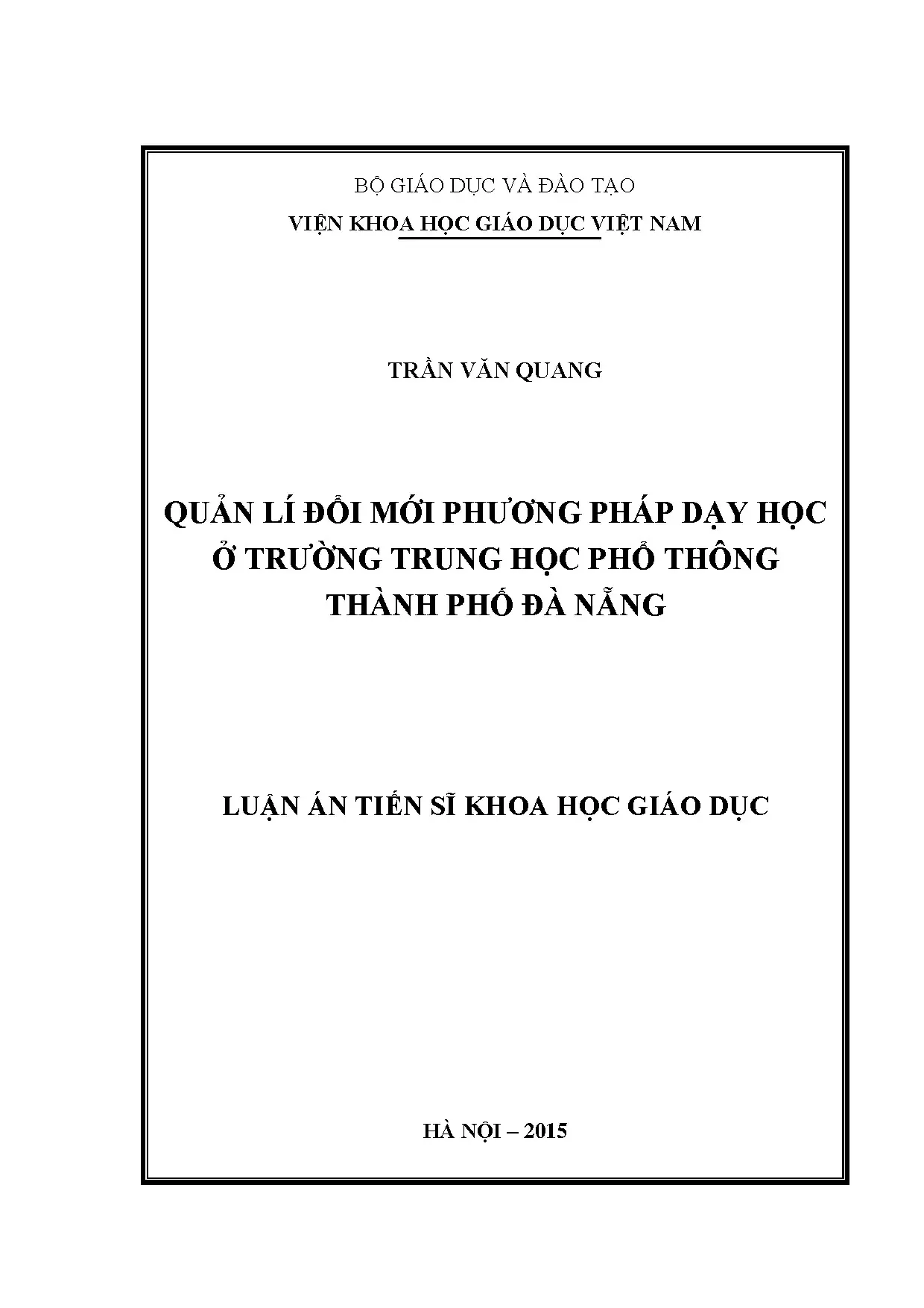 Luận án tiến sĩ giáo dục quản lí đổi mới phương pháp dạy học