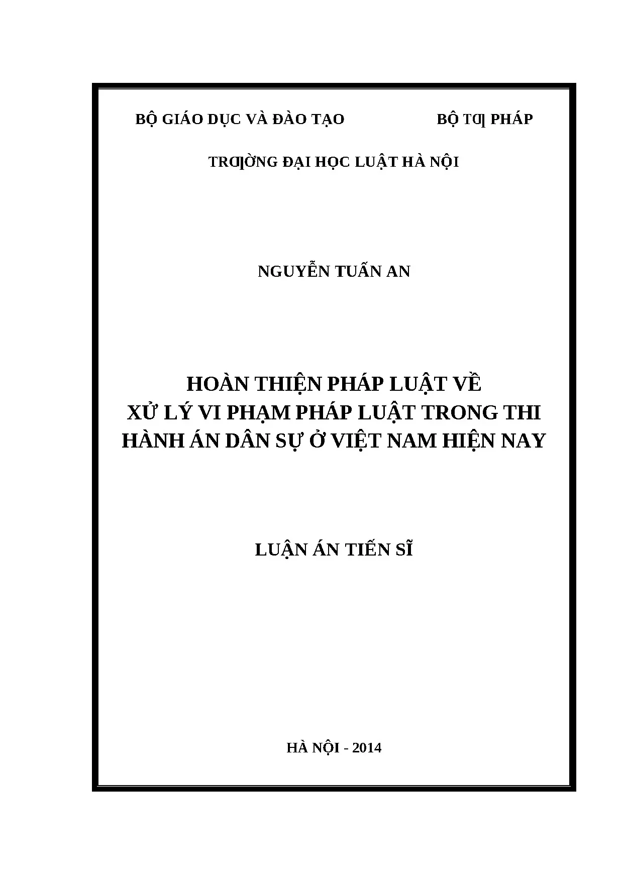 Luận án tiến sĩ hoàn thiện pháp luật về xử lý vi phạm pháp l