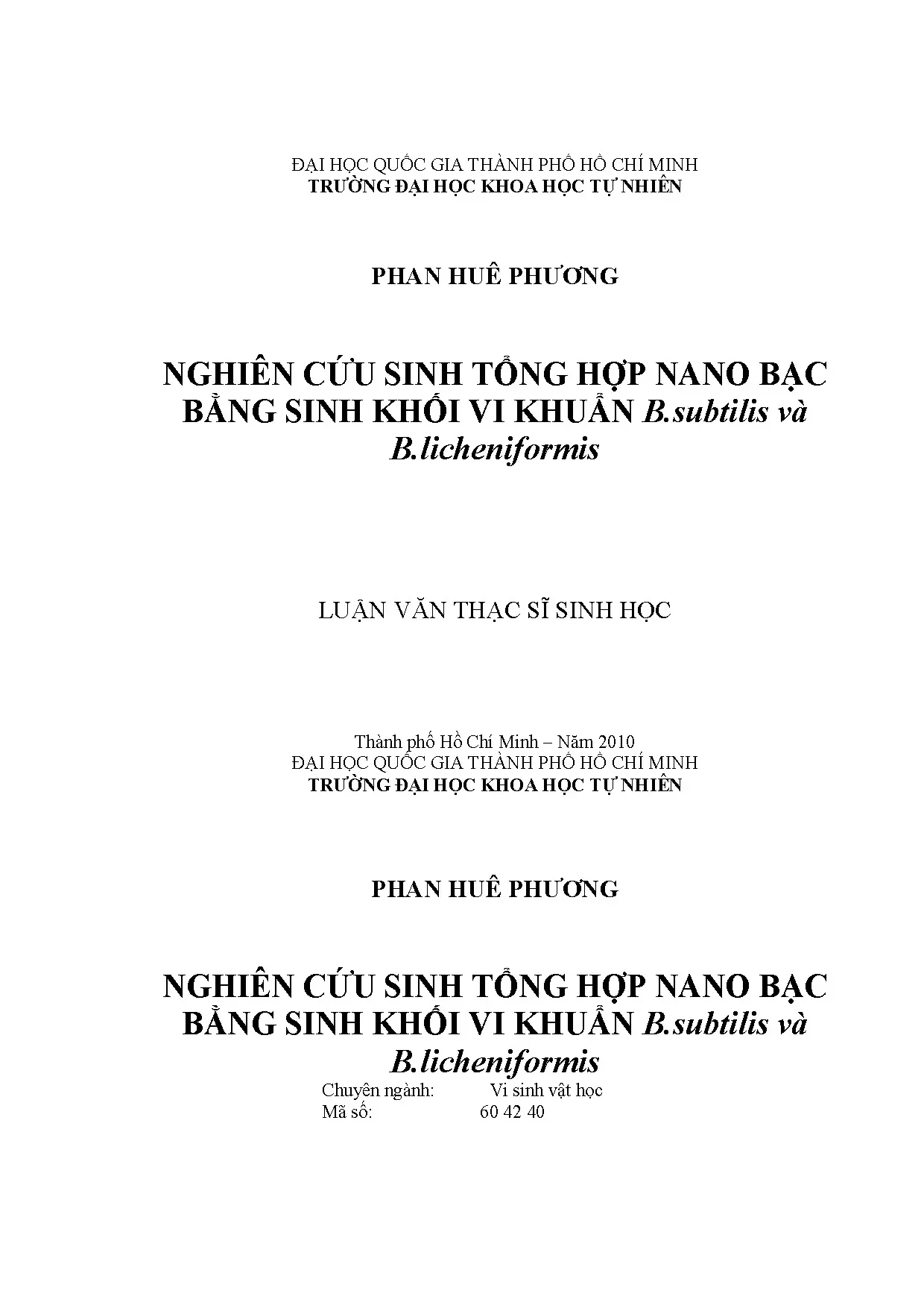 Nghiên cứu sinh tổng hợp nano bạc bằng sinh khối vi khuẩn b
