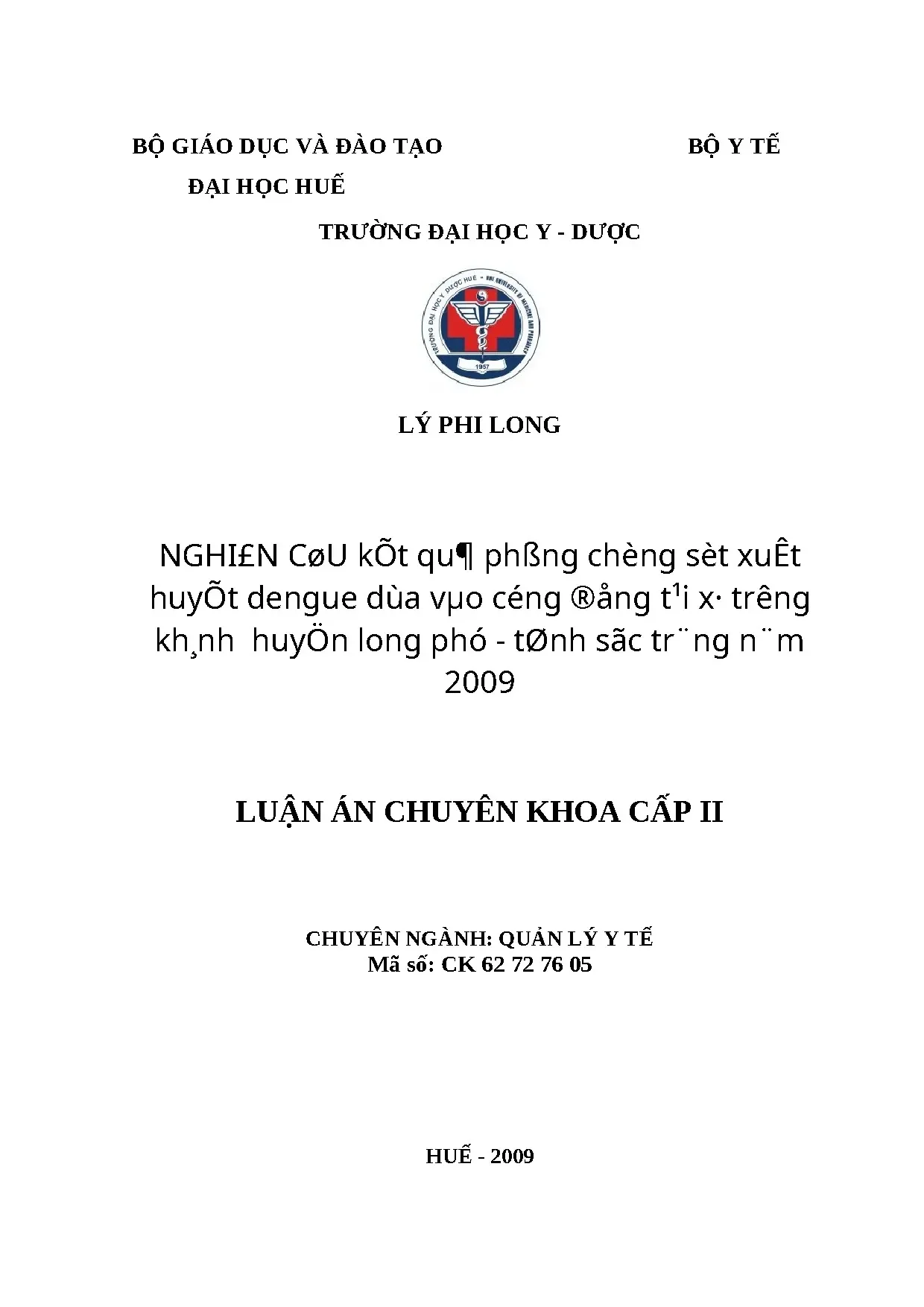 Luận án bác sĩ ck ii nghiên cứu kết quả phòng chống sốt xuất