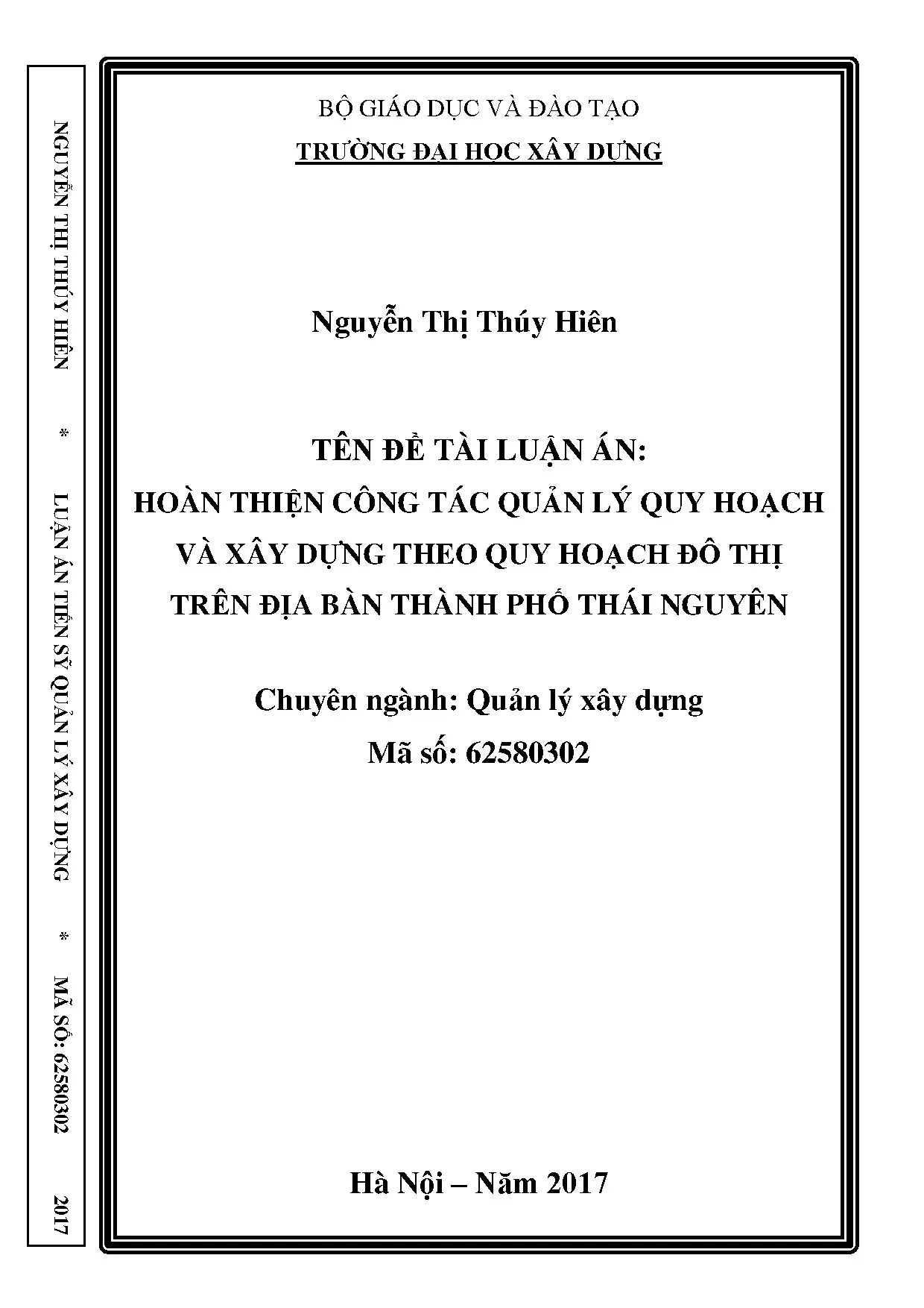 Hoàn thiện quản lý quy hoạch xây dựng TP Thái Nguyên
