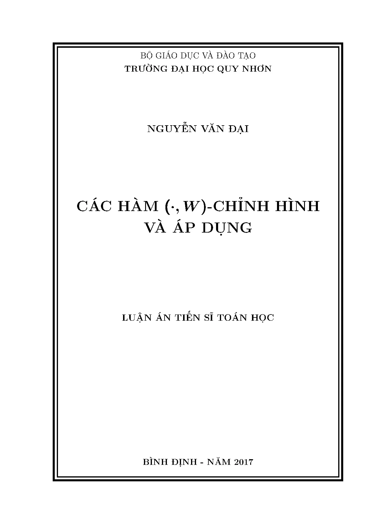 Hàm p, W-chỉnh hình và ứng dụng