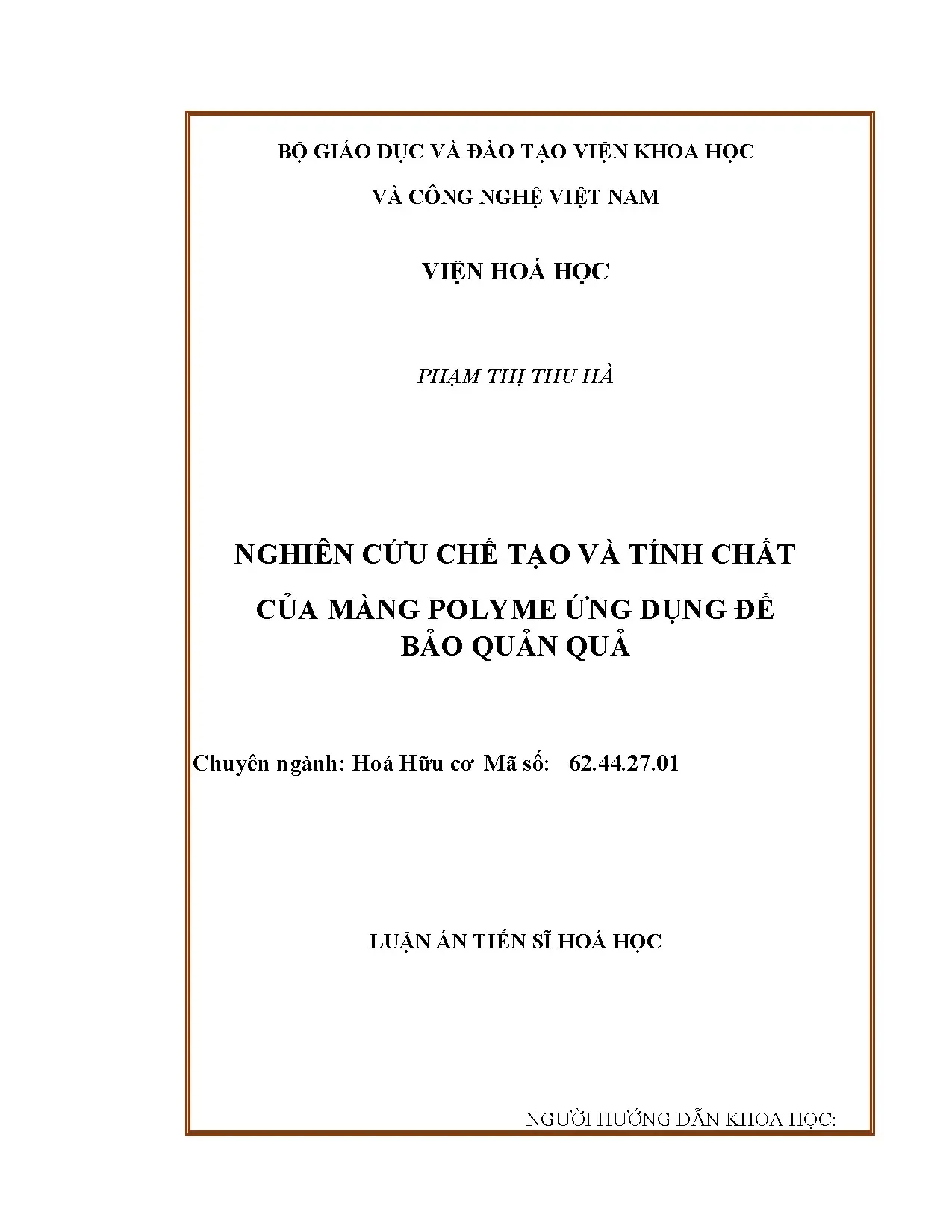 Luận án tiến sĩ hóa học nghiên cứu chế tạo và tính chất của