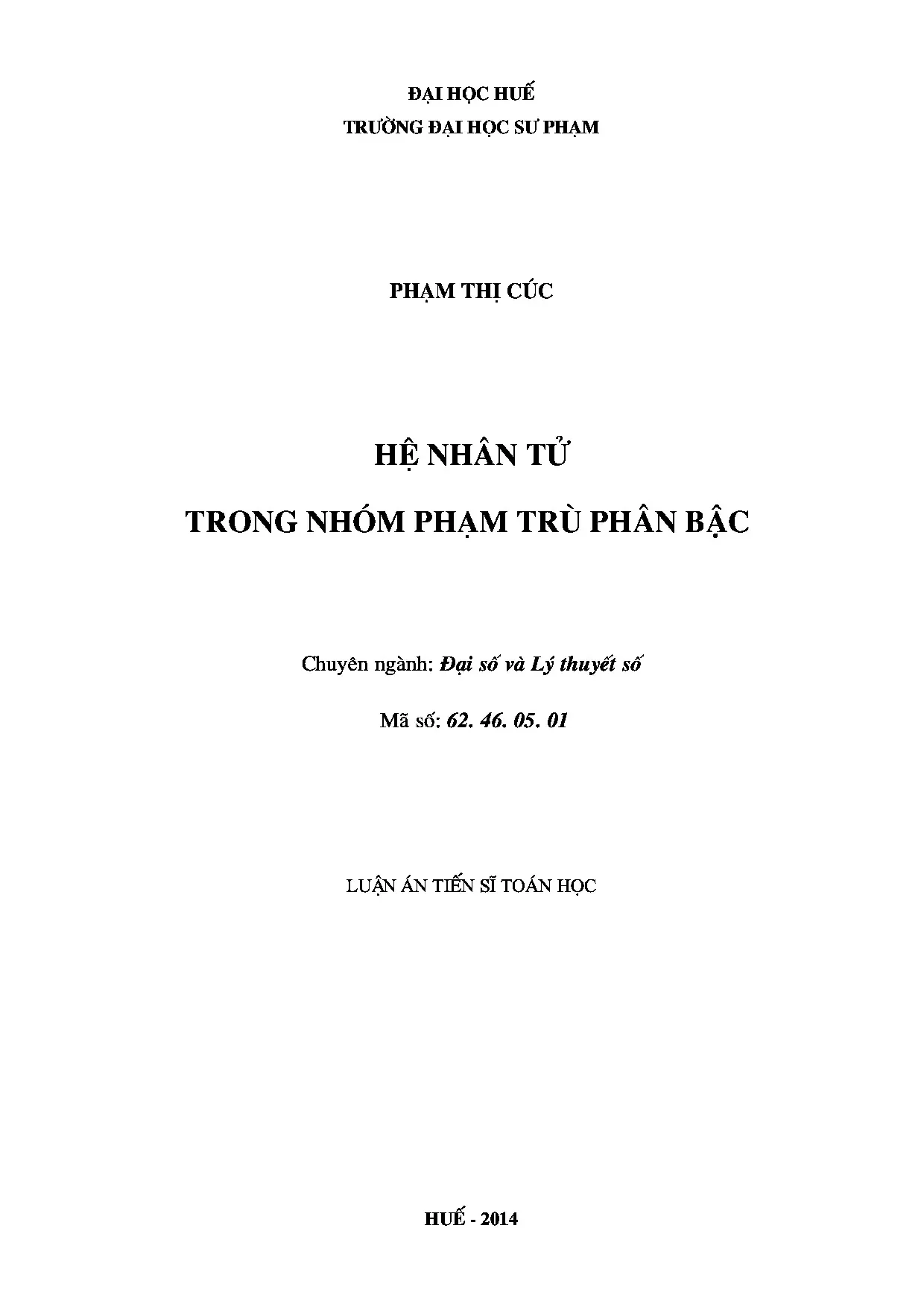 Hệ nhân tử trong nhóm phạm trù phân bậc