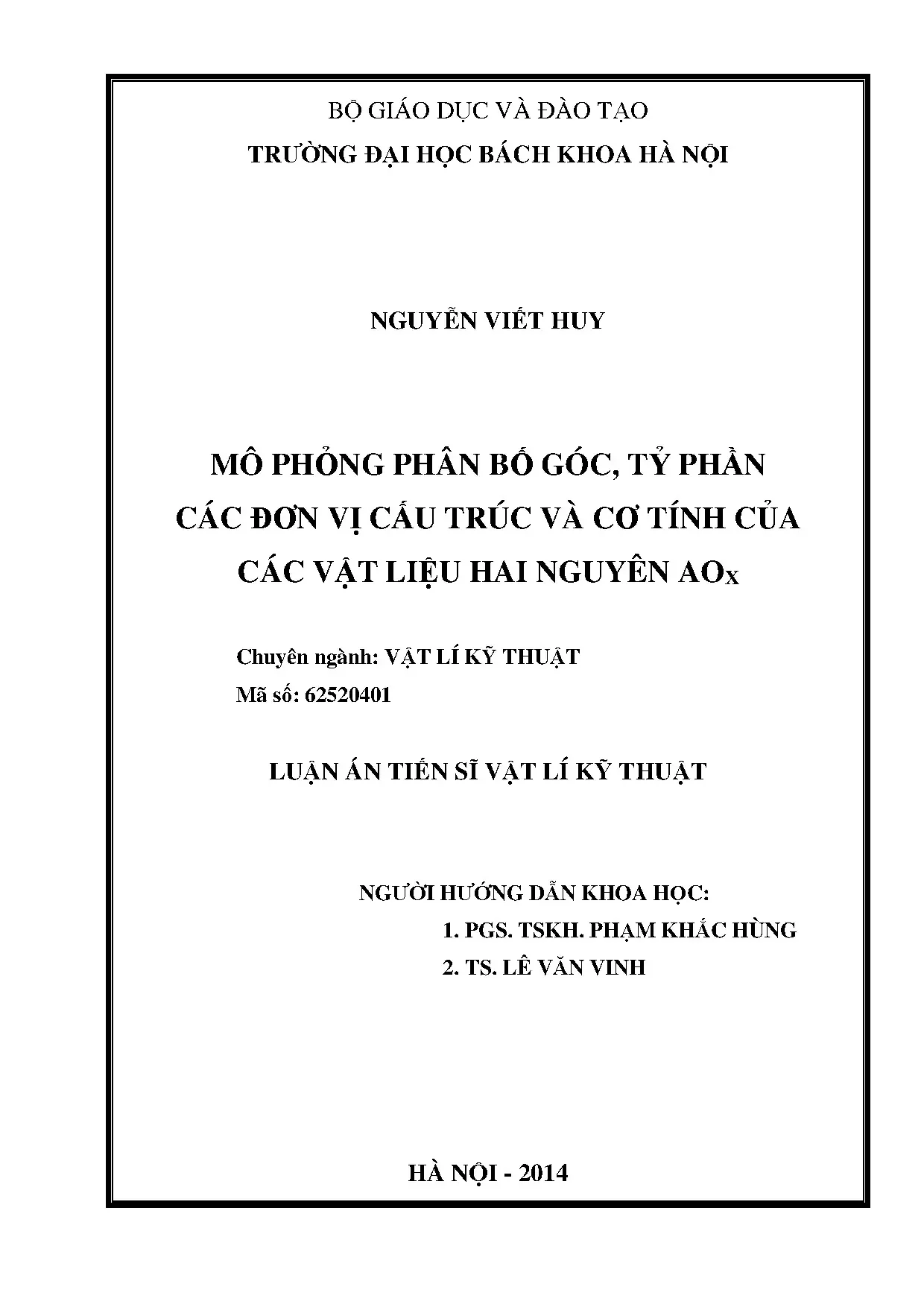 Luận án mô phỏng phân bố góc tỷ phần các đơn vị cấu trúc và