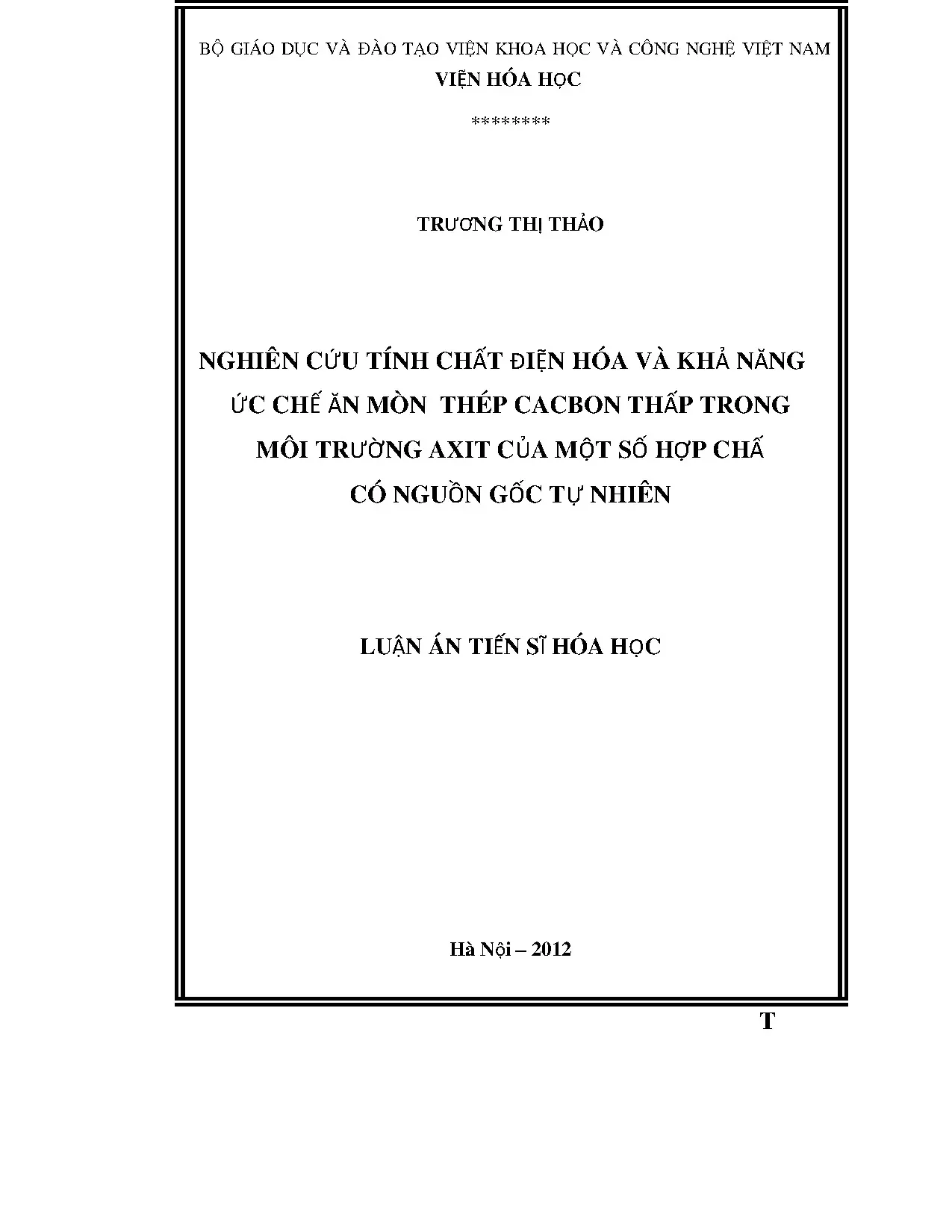 Ức chế ăn mòn thép cacbon bằng hợp chất tự nhiên