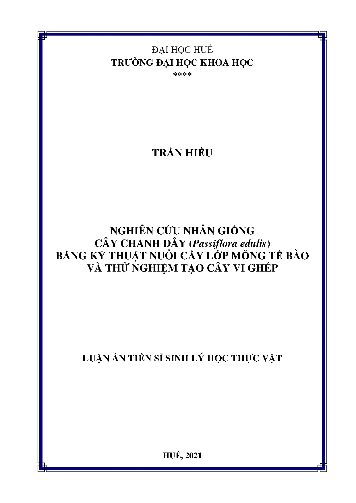 Nhân giống chanh dây bằng nuôi cấy tế bào