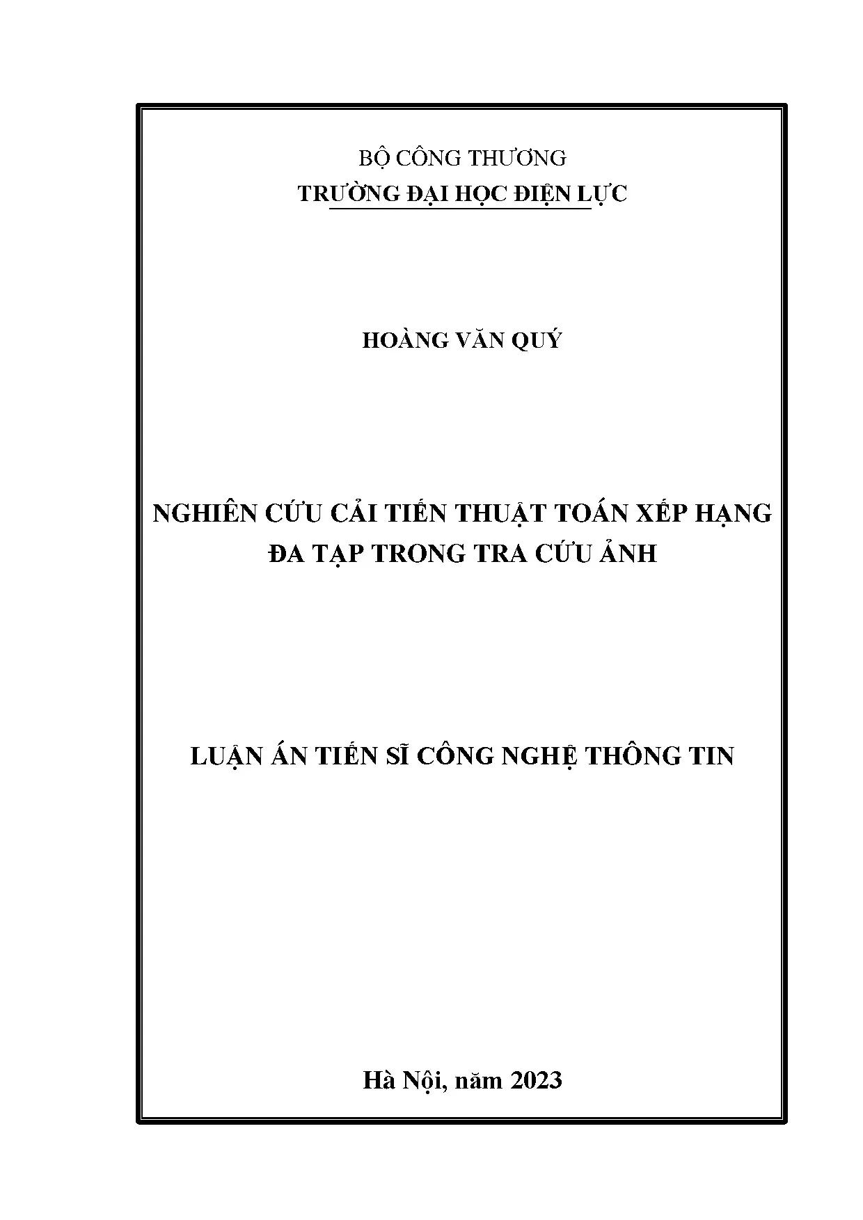 Cải tiến thuật toán xếp hạng đa tạp cho tra cứu ảnh