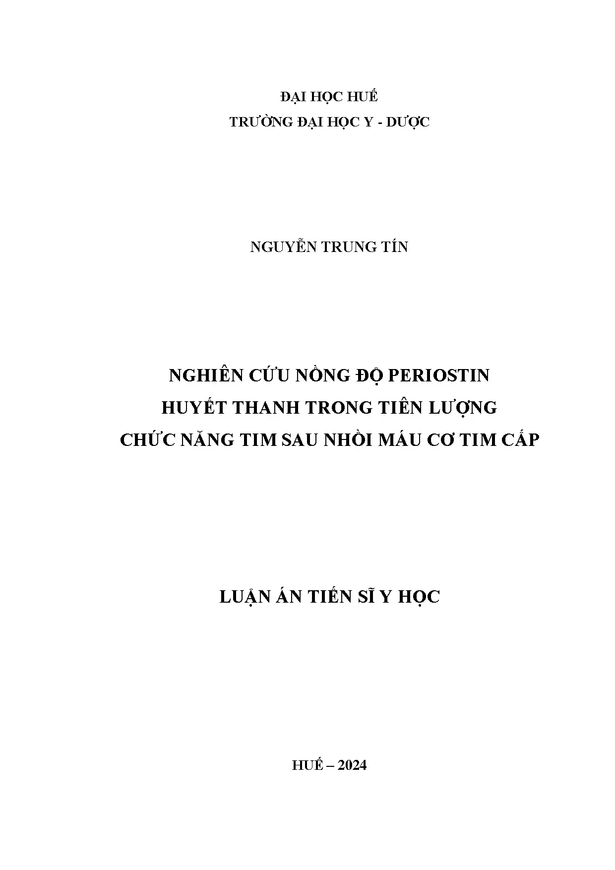 Periostin Huyết Thanh Tiên Lượng Chức Năng Tim Sau NMCT