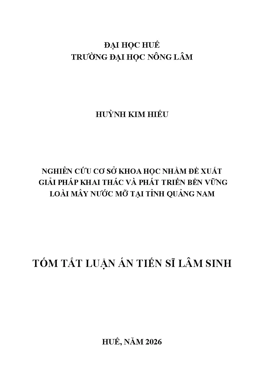 Luận án khai thác và phát triển Mây nước mỡ bền vững