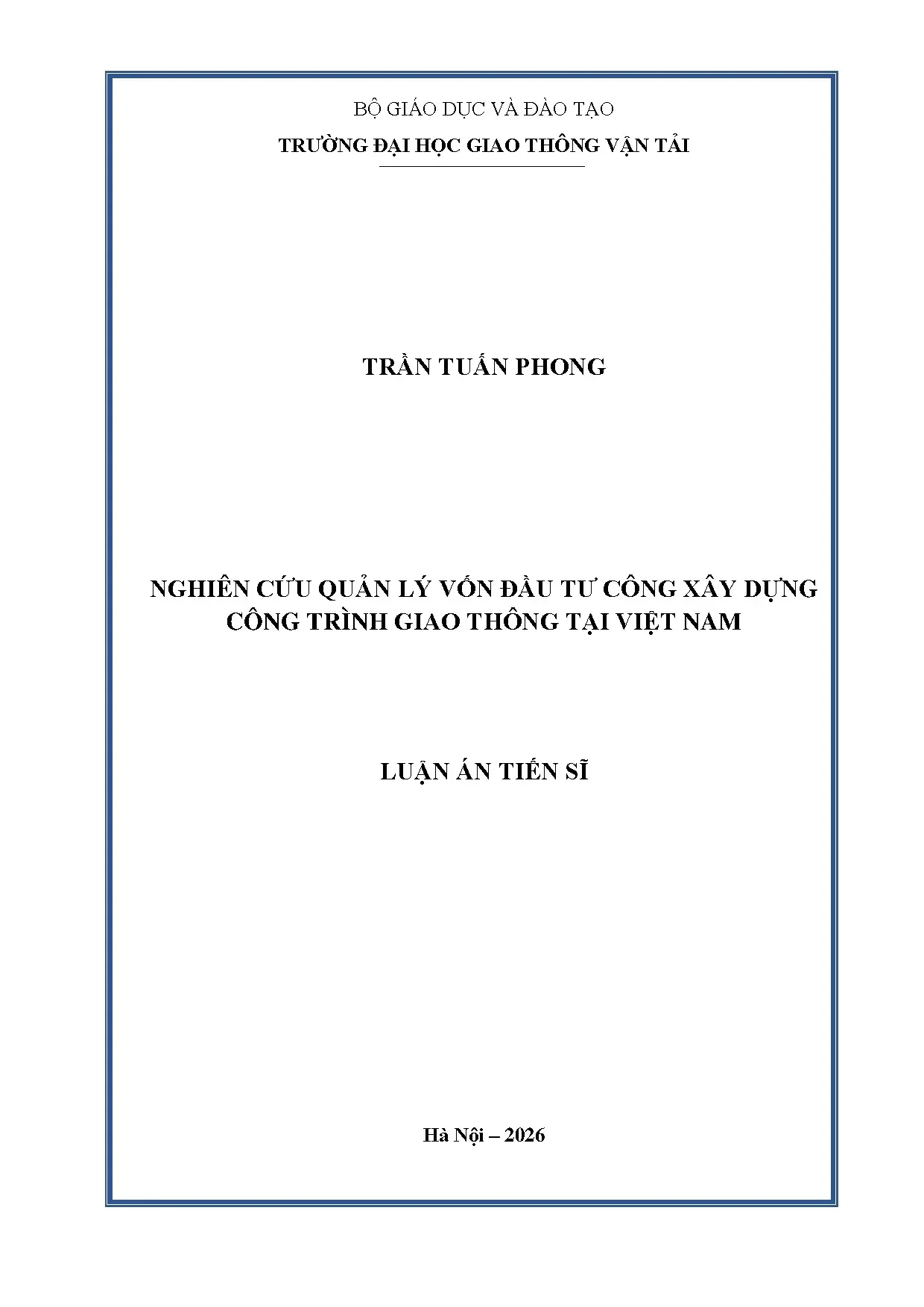 Quản lý vốn đầu tư công xây dựng công trình giao thông
