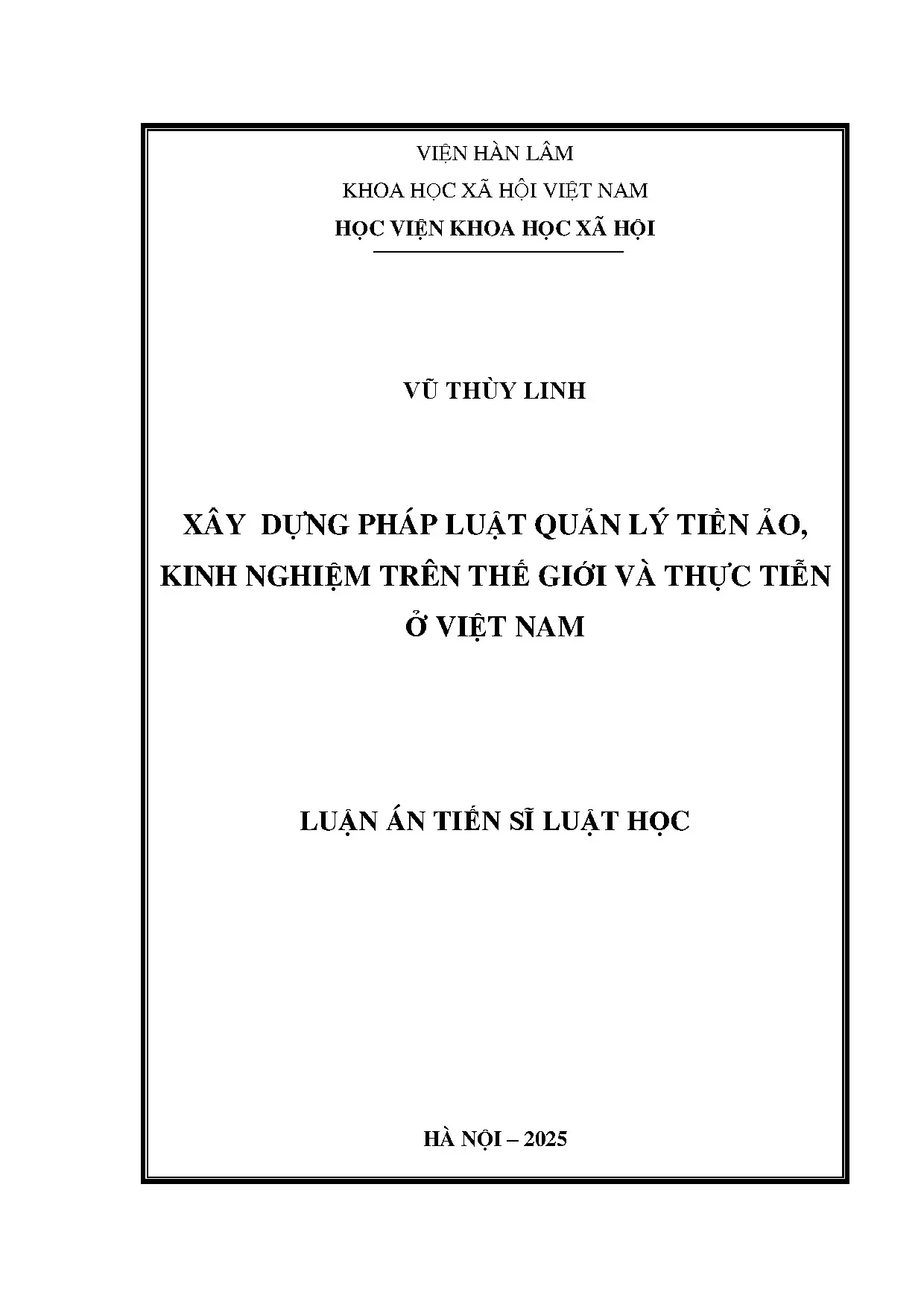 Xây dựng pháp luật quản lý tiền ảo tại Việt Nam