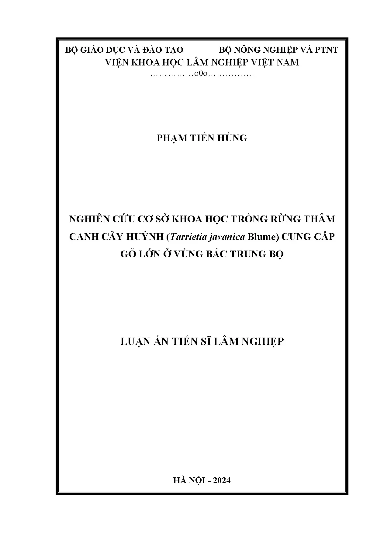 Trồng rừng thâm canh cây Huỷnh gỗ lớn Bắc Trung Bộ