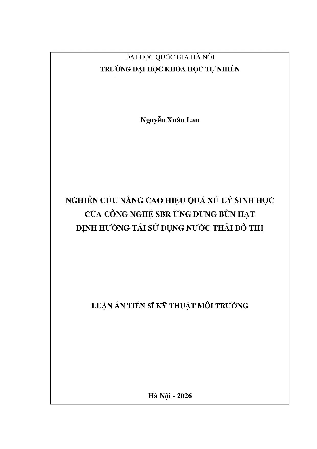 Nghiên cứu nâng cao hiệu quả xử lý sinh học