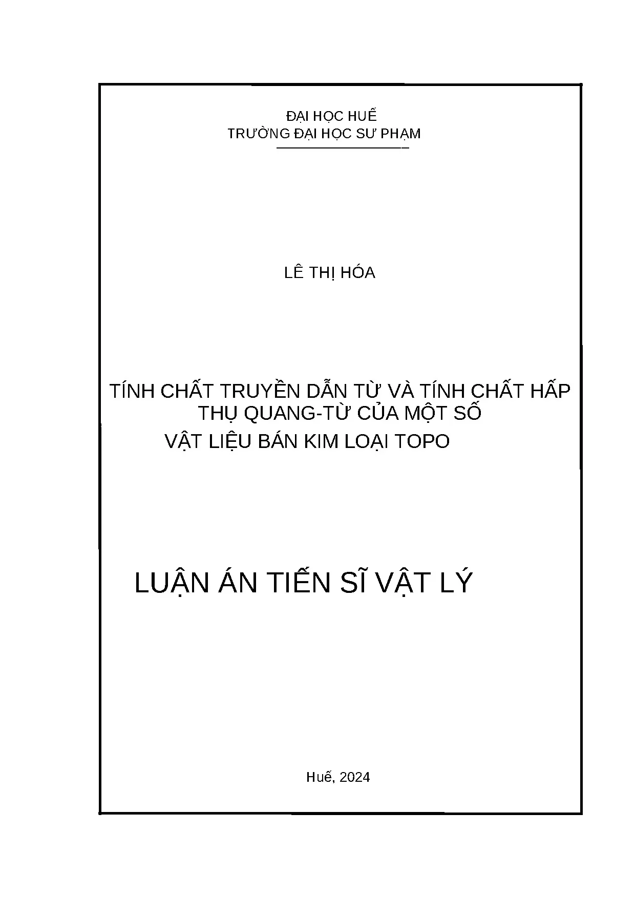 Tính chất truyền dẫn từ và tính chất hấp thụ quang từ của mộ