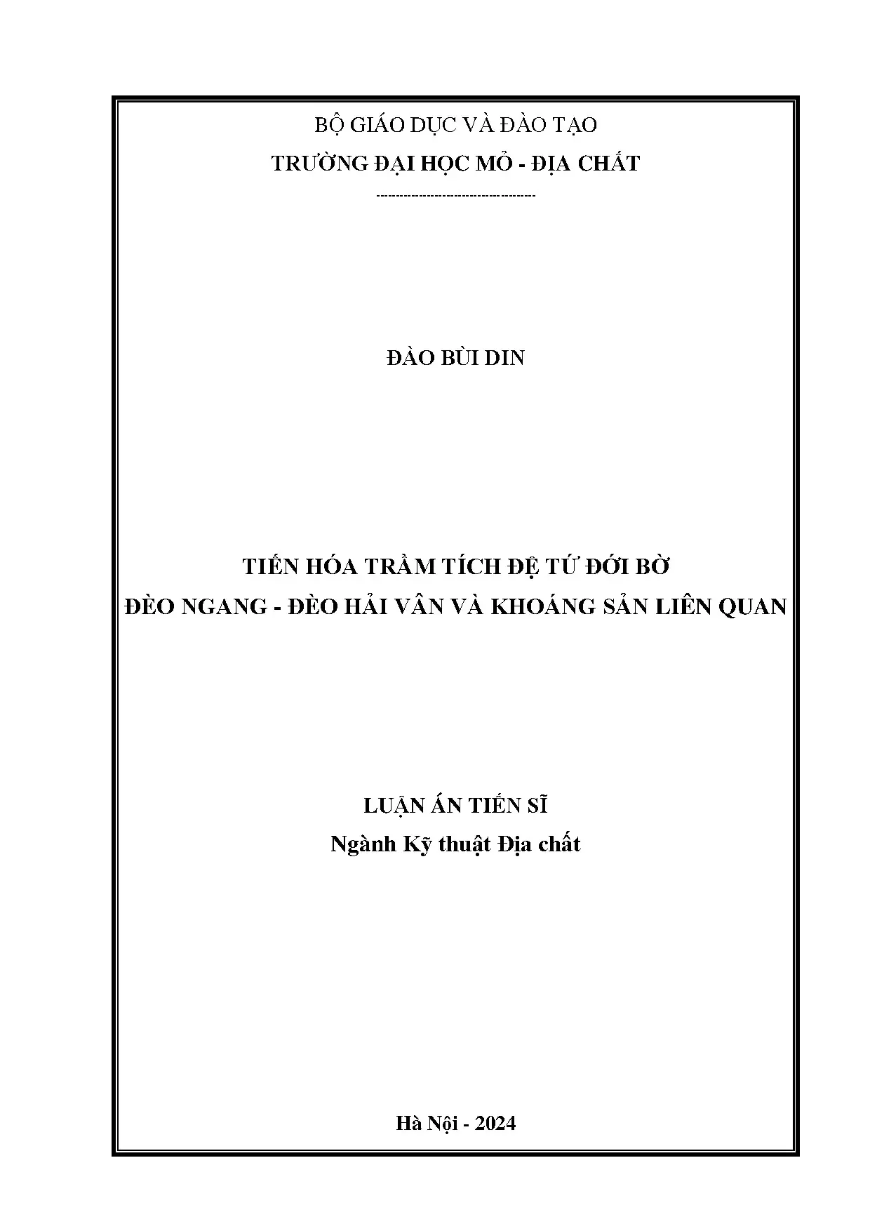Tiến hóa trầm tích Đệ Tứ ven biển Đèo Ngang - Hải Vân