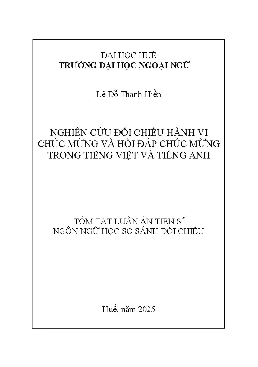 Tóm tắt nghiên cứu đối chiếu hành vi chúc mừng và hồi đáp ch