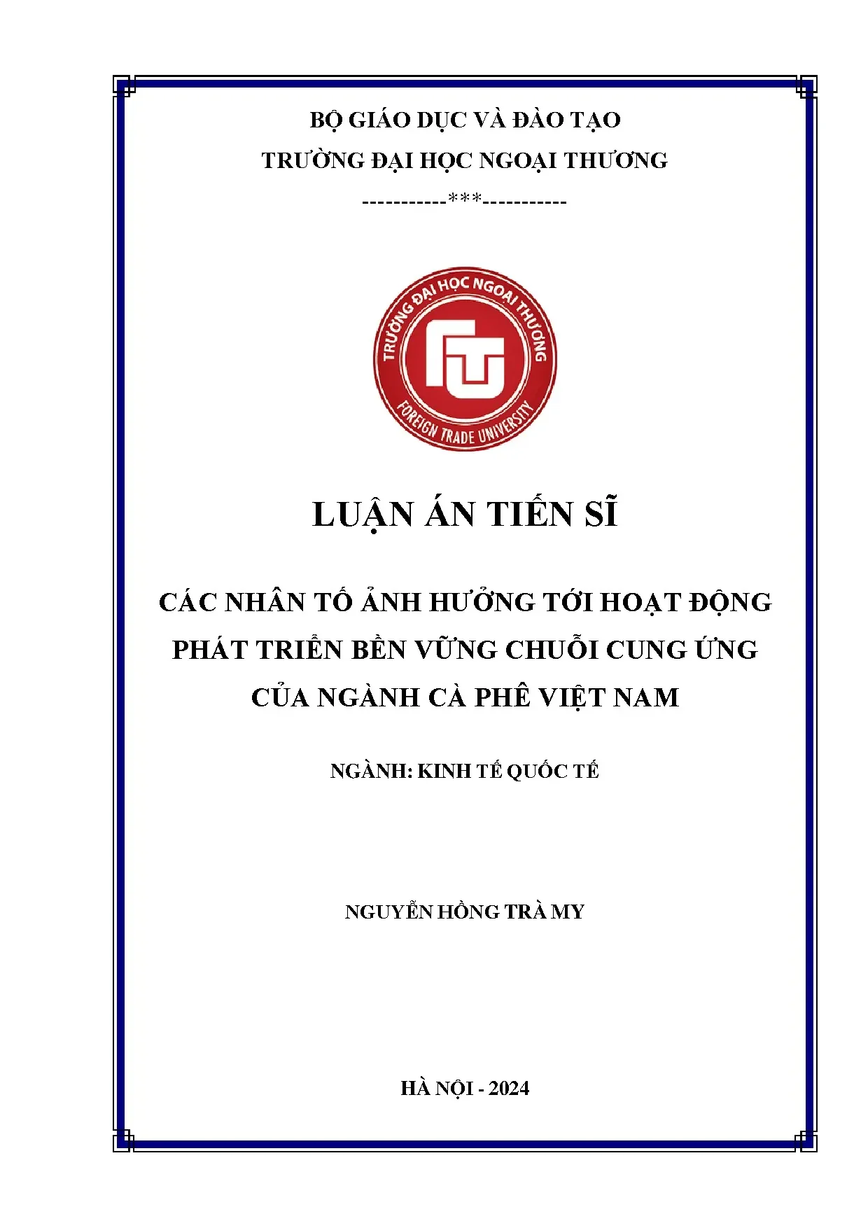 Phát triển bền vững chuỗi cung ứng cà phê Việt Nam