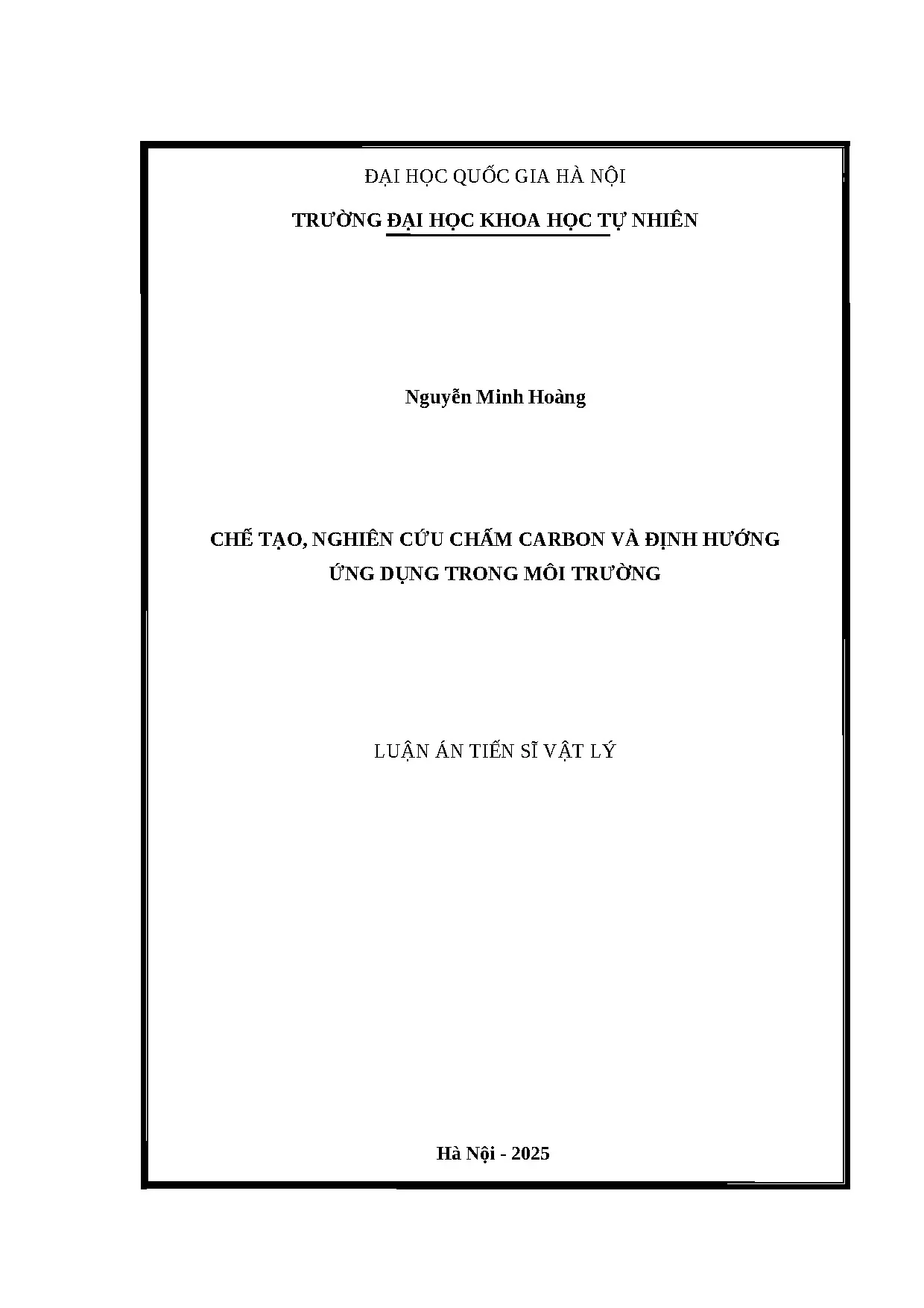 Chế tạo nghiên cứu chấm carbon và định hướng ứng dụng trong
