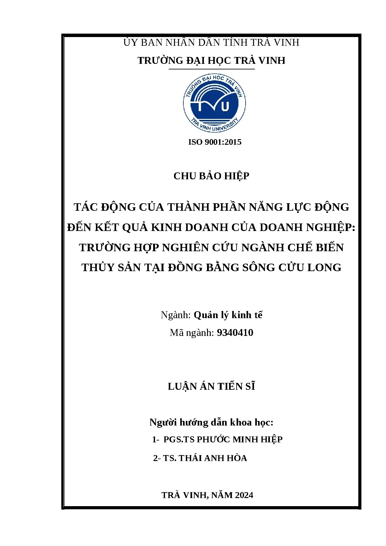 Năng lực động & kết quả kinh doanh thủy sản ĐBSCL