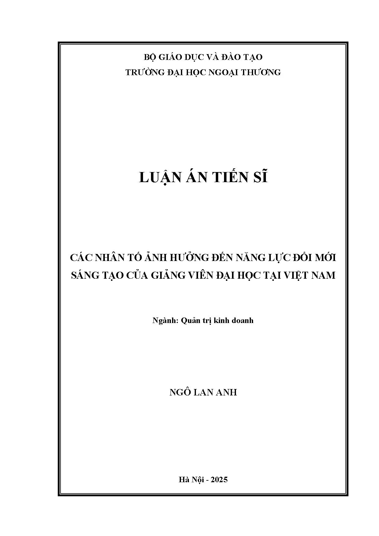 Các nhân tố ảnh hưởng đến năng lực đổi mới sáng tạo của giản
