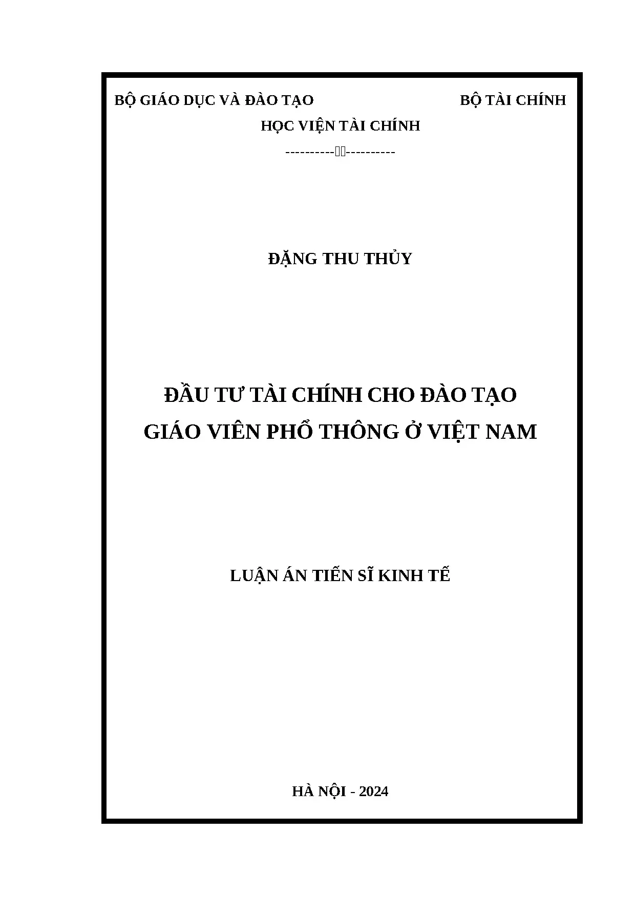 Đầu tư tài chính cho đào tạo giáo viên phổ thông ở việt nam