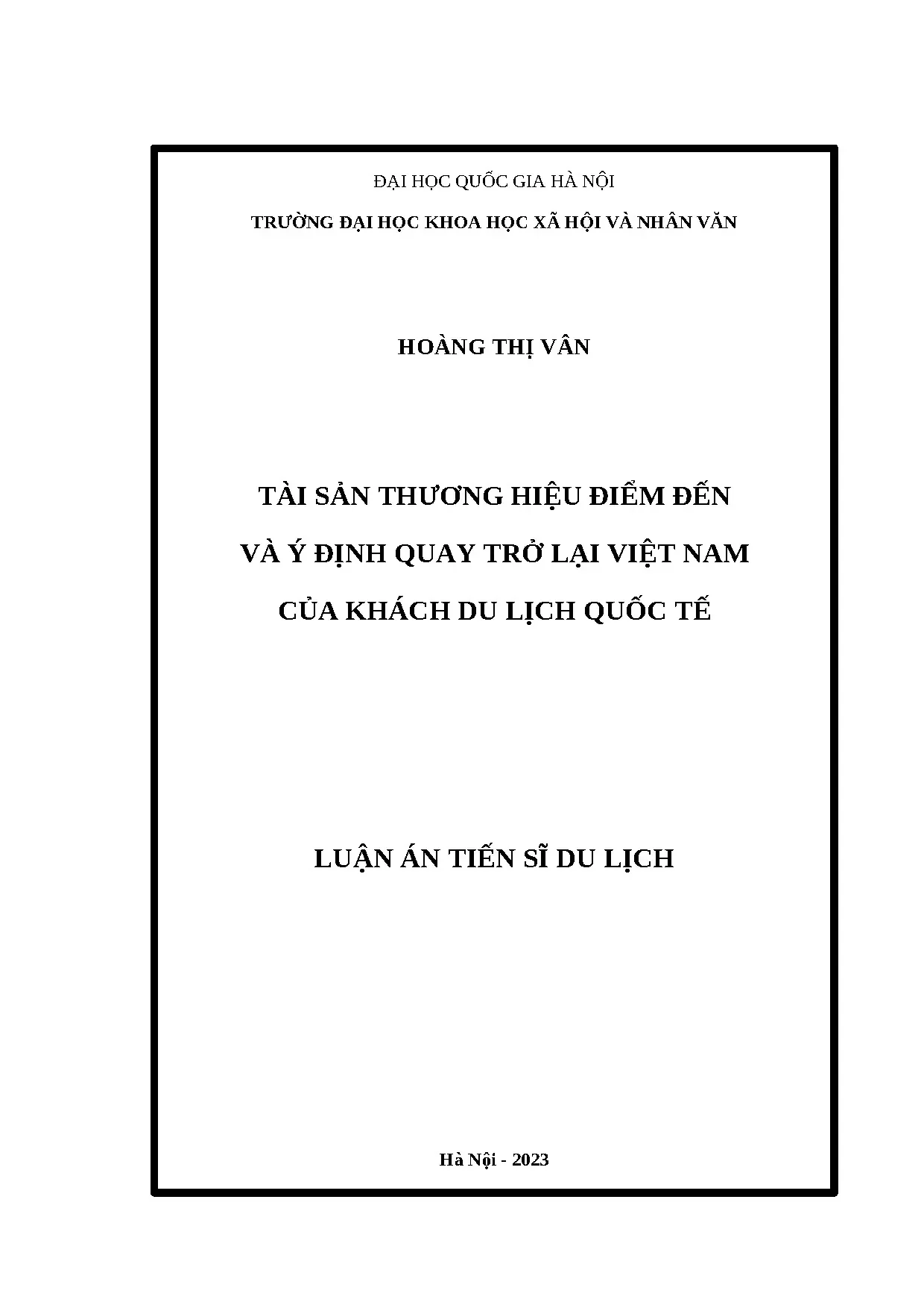 Tài sản thương hiệu điểm đến Việt Nam và ý định quay lại của du khách quốc tế