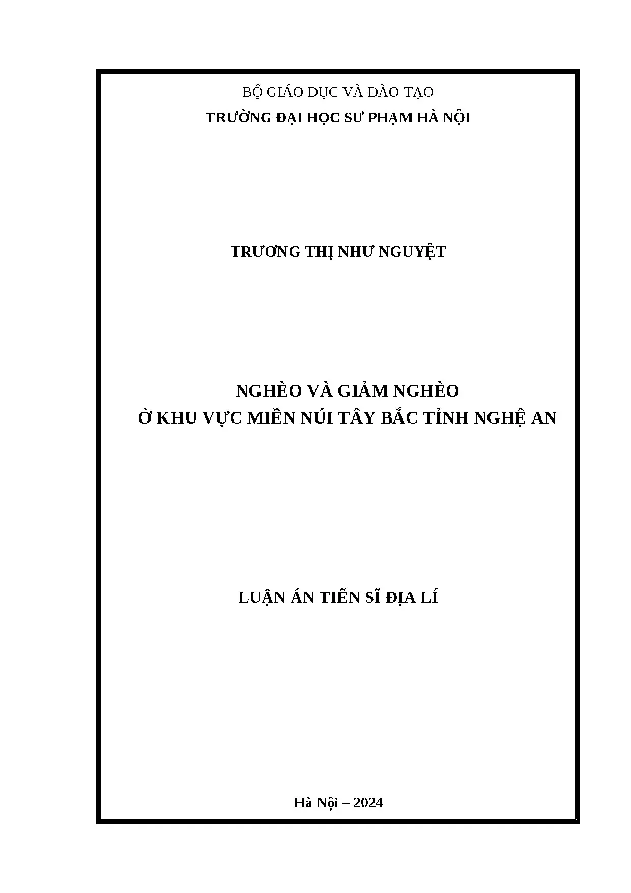 Nghèo và giảm nghèo ở khu vực miền núi tây bắc tỉnh nghệ an
